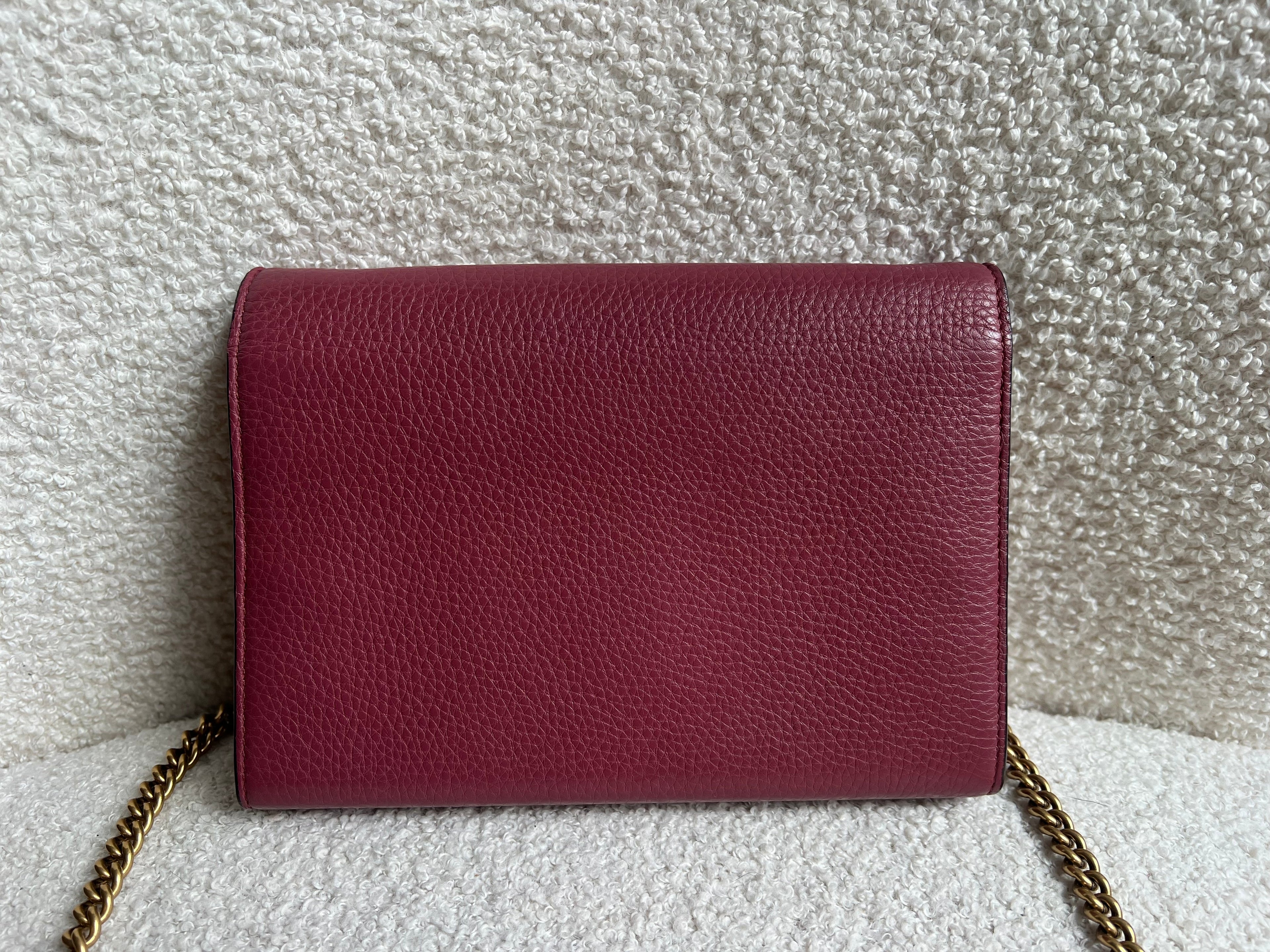 Gucci Rose Pink GG Marmont Chain Wallet (RRP £1195)