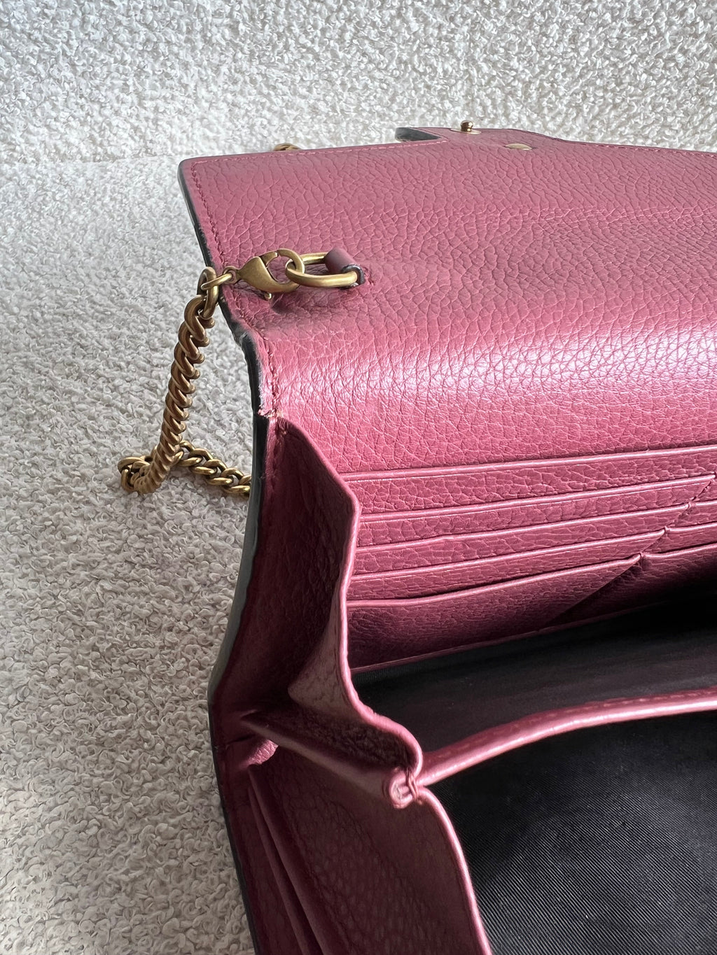 Gucci Rose Pink GG Marmont Chain Wallet (RRP £1195)