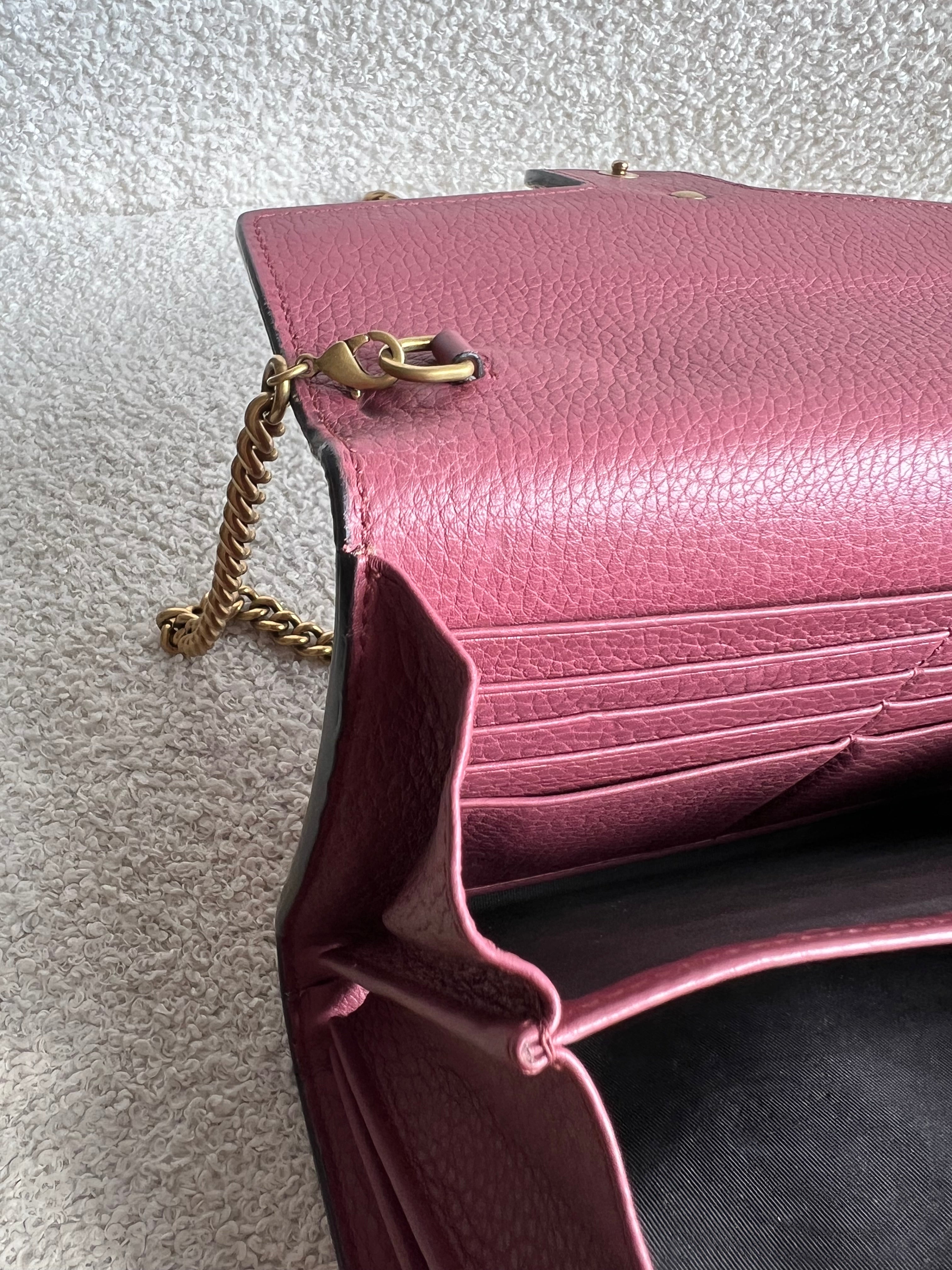 Gucci Rose Pink GG Marmont Chain Wallet (RRP £1195)