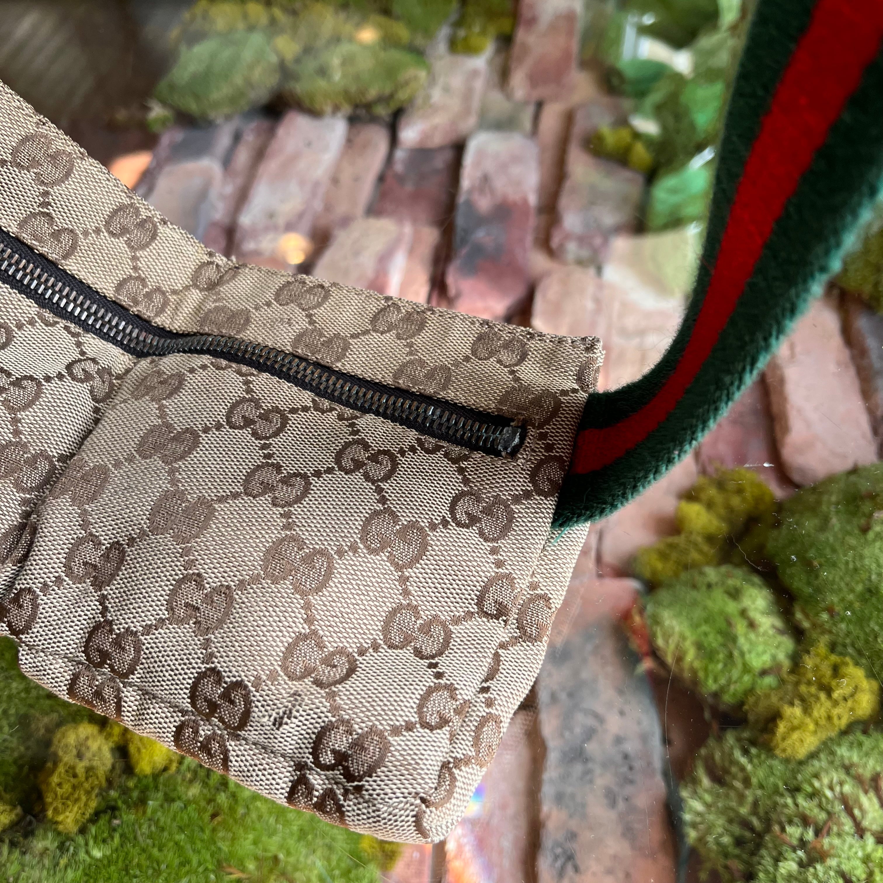 GUCCI GG Web Canvas Double Pocket Belt Bag