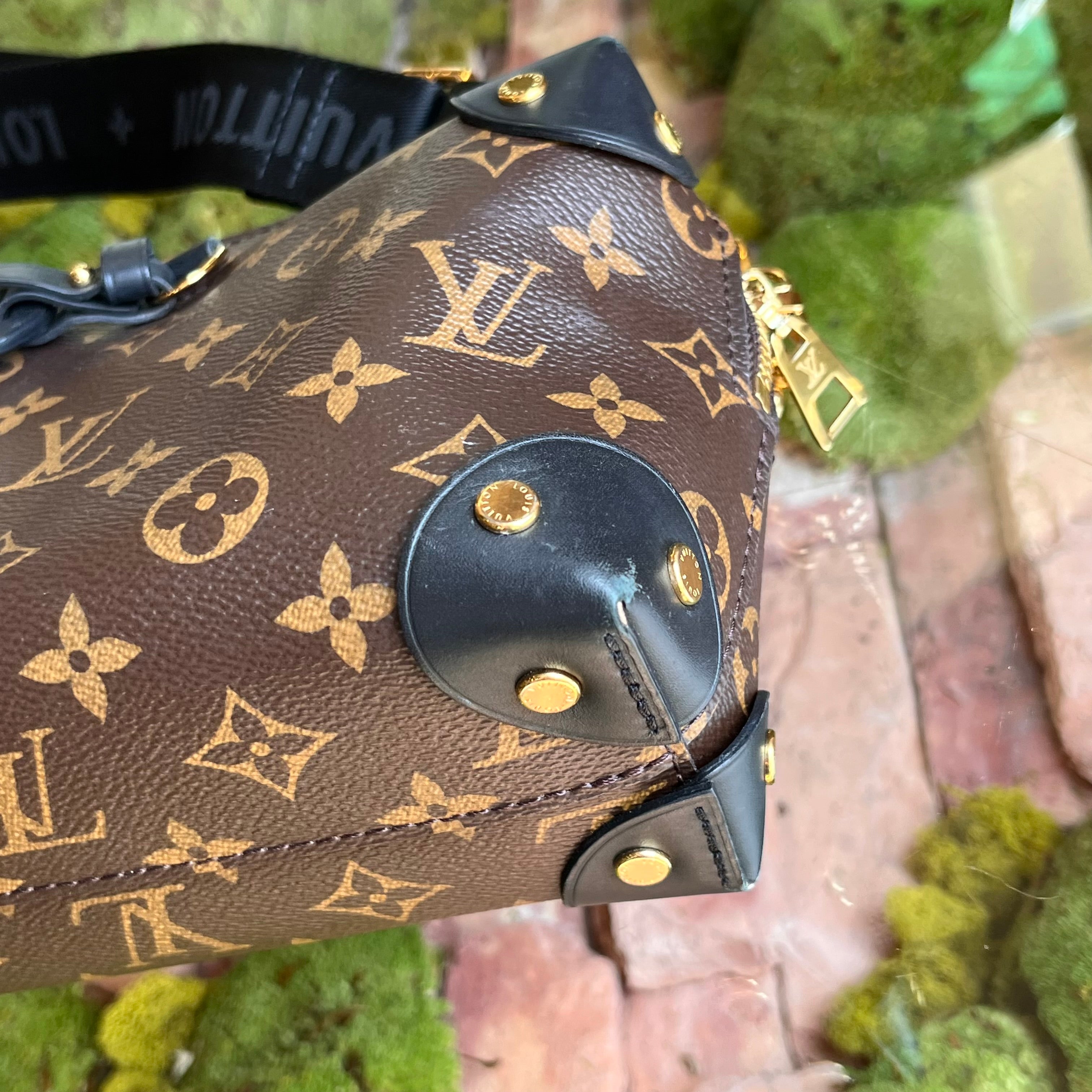 LOUIS VUITTON Petite Malle Souple Black Monogram Canvas Top Handle Bag