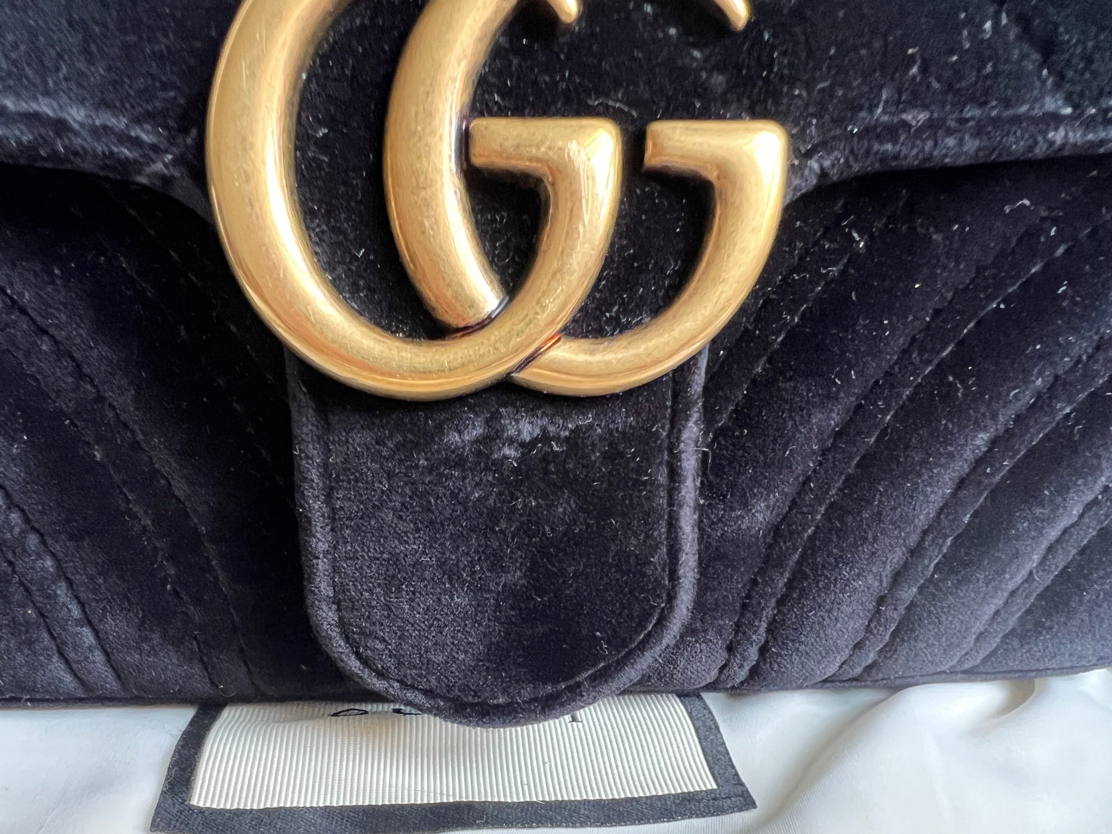 Gucci GG Black Velvet Marmont Mini Shoulder Bag (RRP £1395)