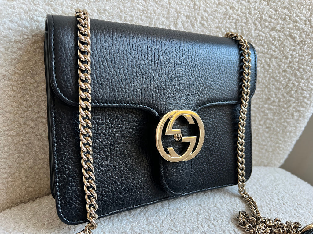 Gucci Interlocking GG Black Small Shoulder Bag
