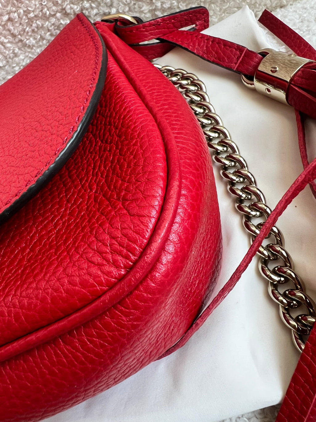 Gucci Red Soho Chain Crossbody Flap Bag