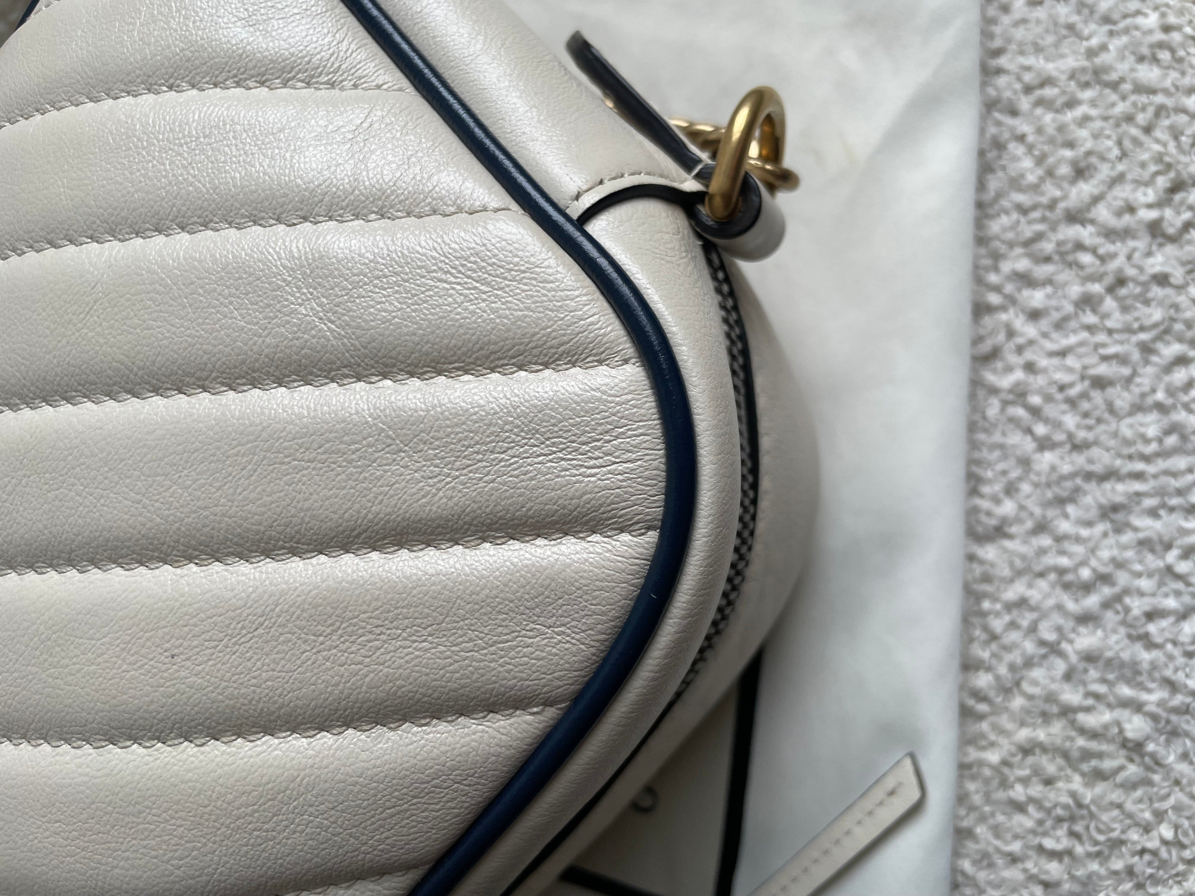 Gucci Torchon GG White Marmont Small Shoulder Bag