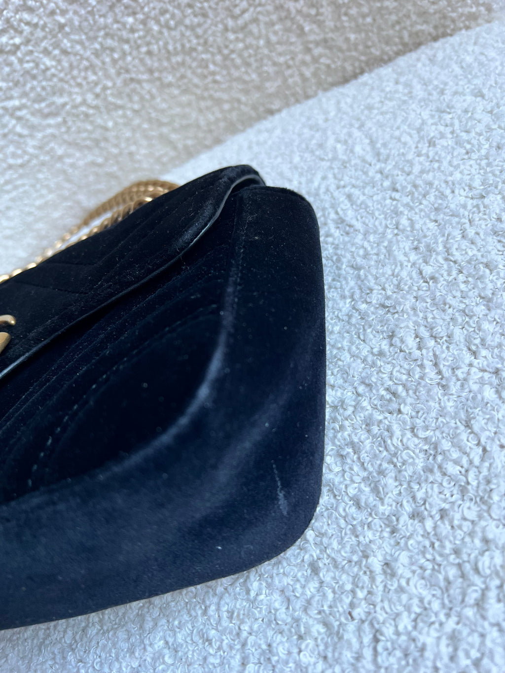 Gucci GG Black Velvet Marmont Mini Shoulder Bag (RRP £1395)