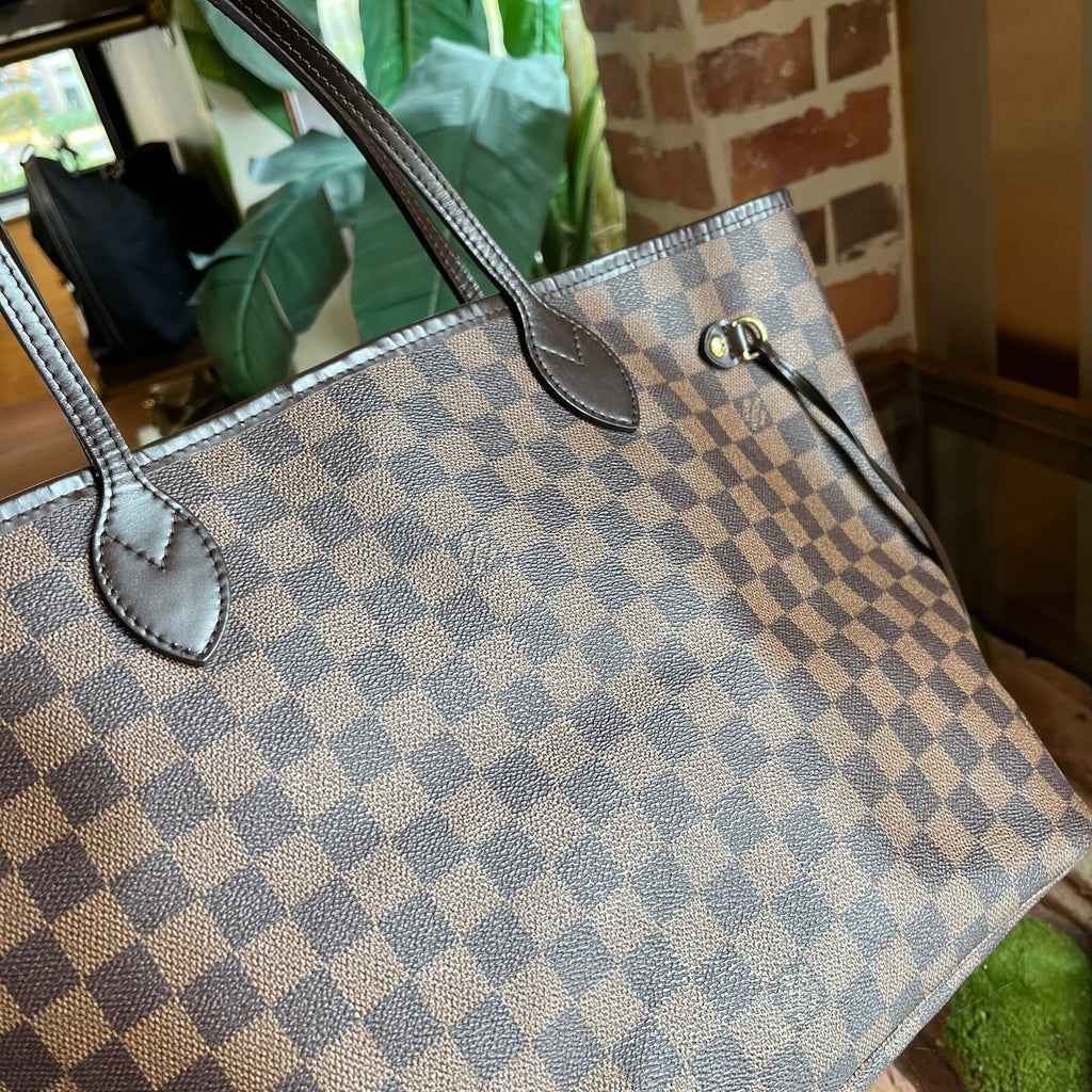 LOUIS VUITTON Neverfull MM Damier Ebene Brown Canvas Tote Bag