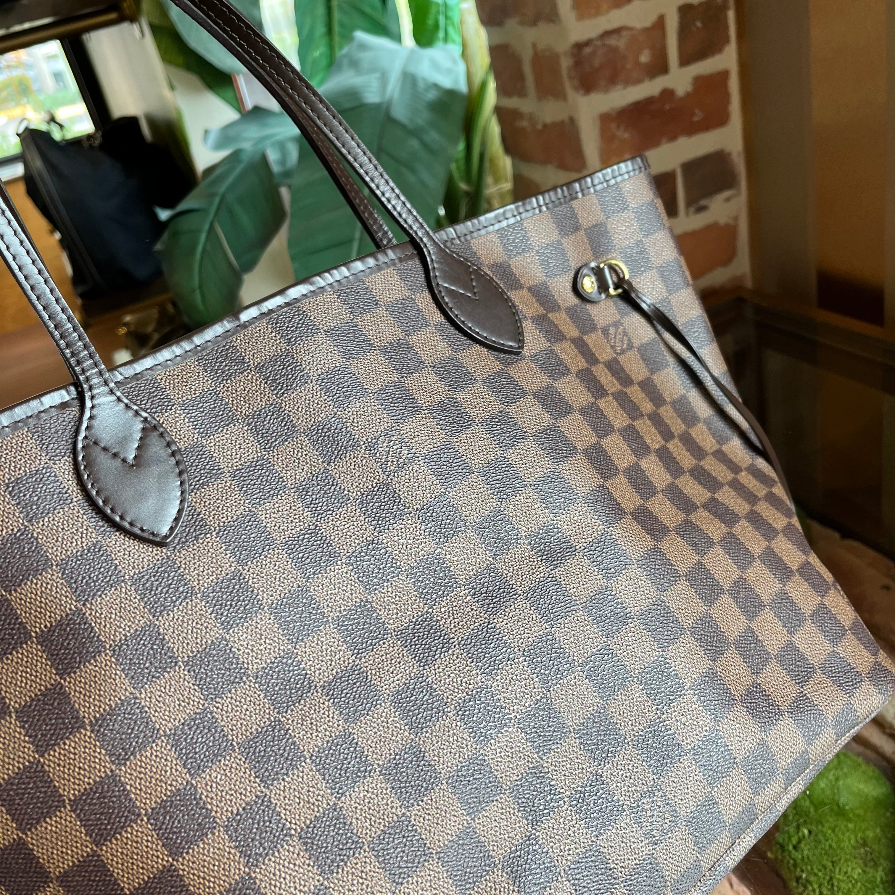 LOUIS VUITTON Neverfull MM Damier Ebene Brown Canvas Tote Bag