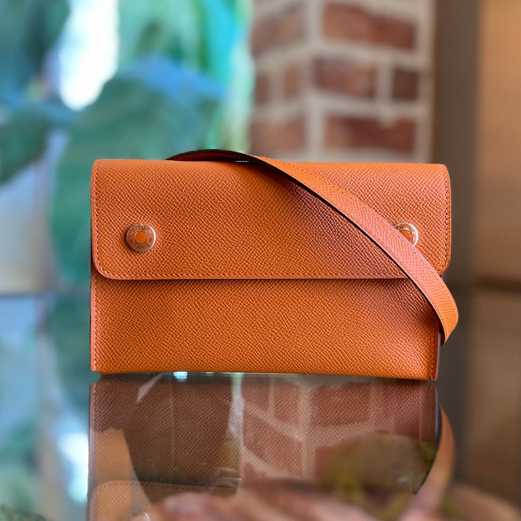 HERMES Hermesnap Orange Epsom Calfskin Shoulder Bag