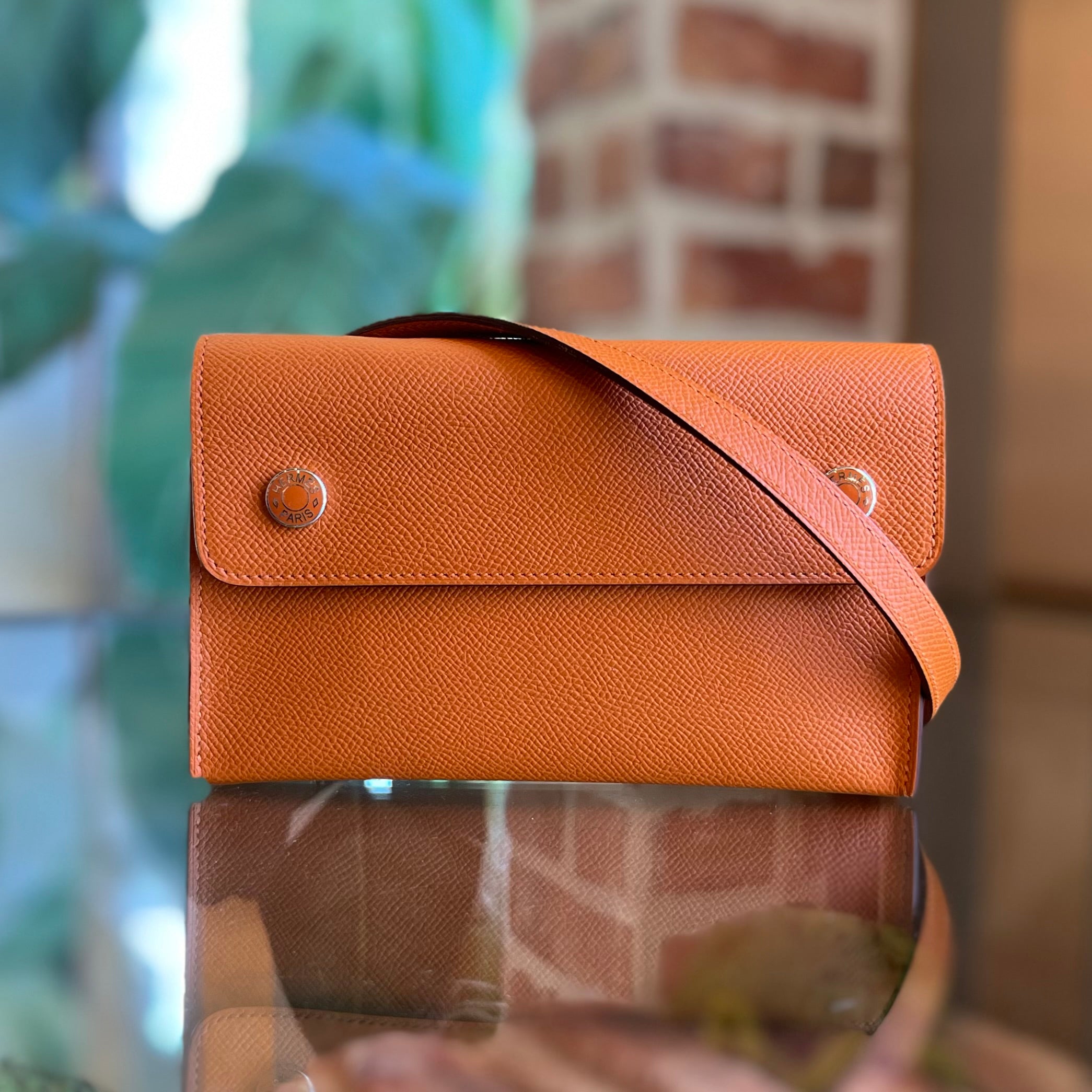 HERMES Hermesnap Orange Epsom Calfskin Shoulder Bag