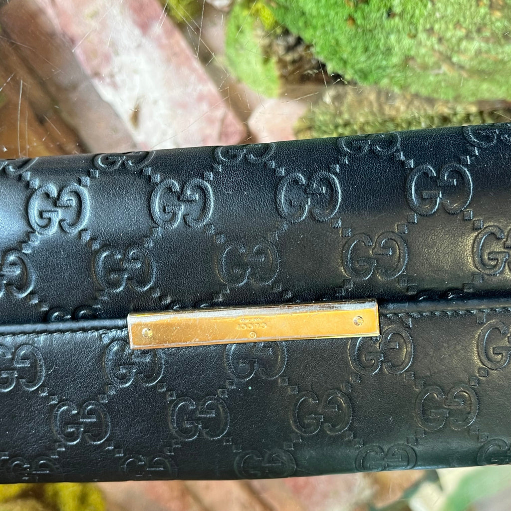 GUCCI GG Signature Black Leather Continental Wallet