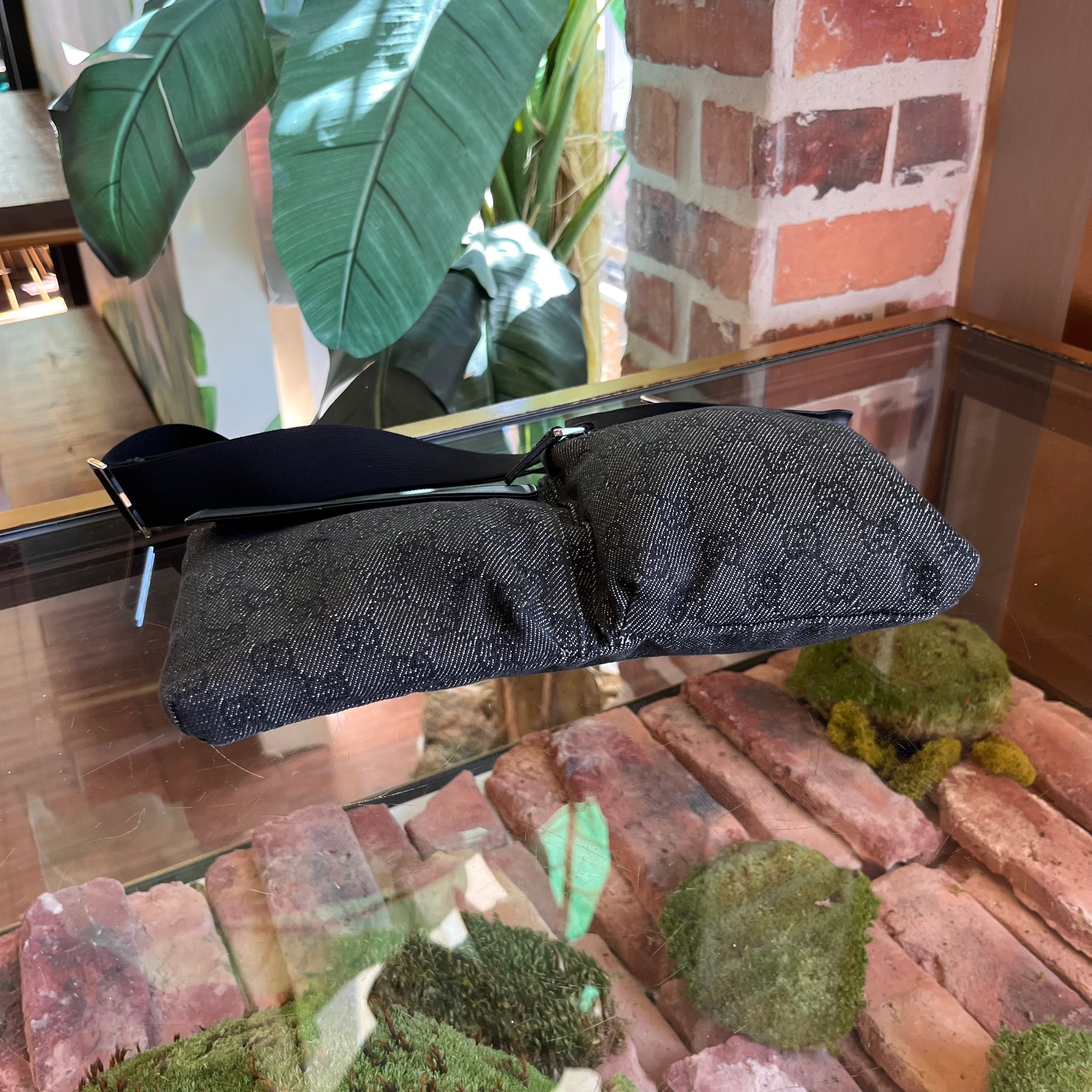 GUCCI Black Denim GG Monogram Belt Bag
