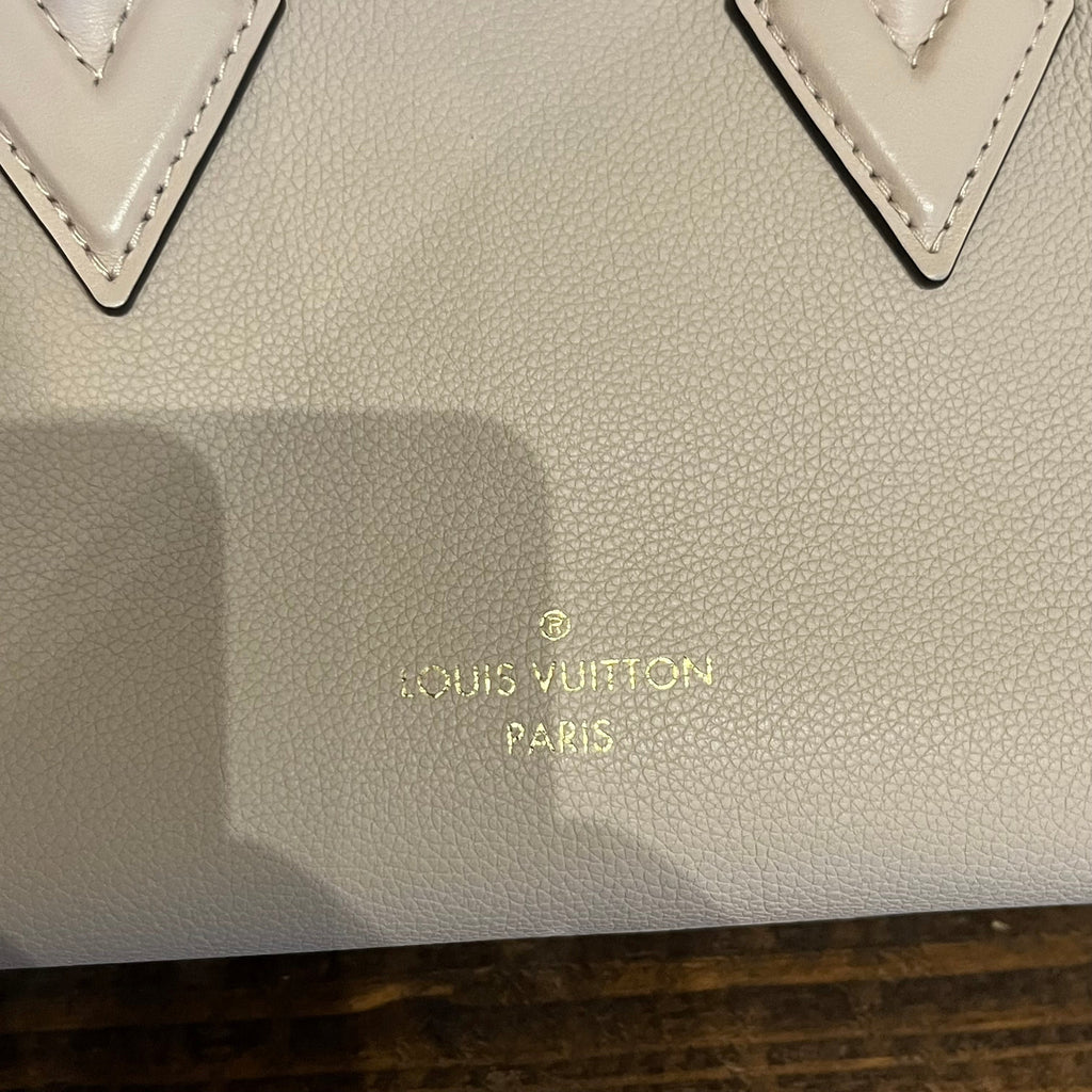 LOUIS VUITTON OnMySide PM Greige Calf Leather Top Handle