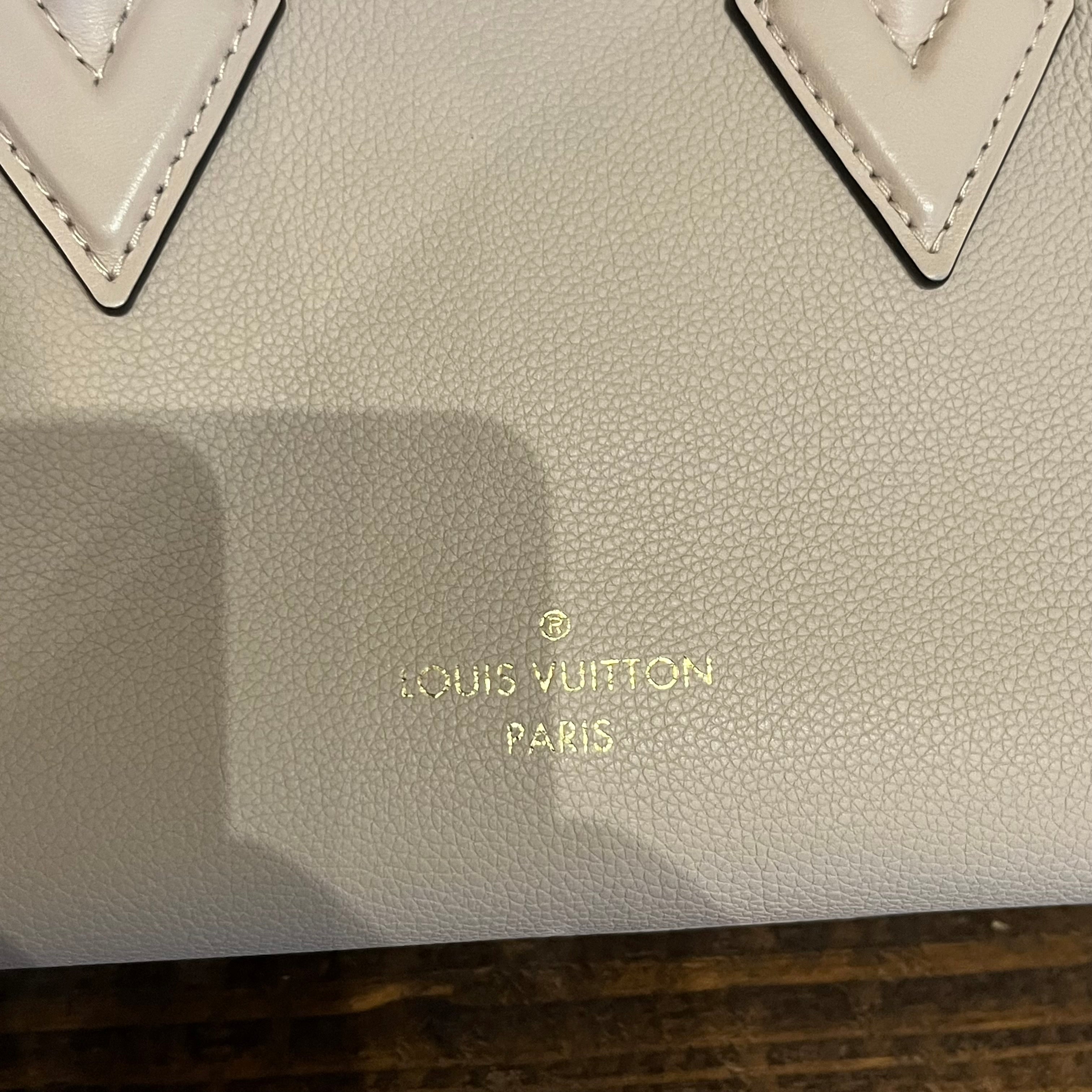 LOUIS VUITTON OnMySide PM Greige Calf Leather Top Handle
