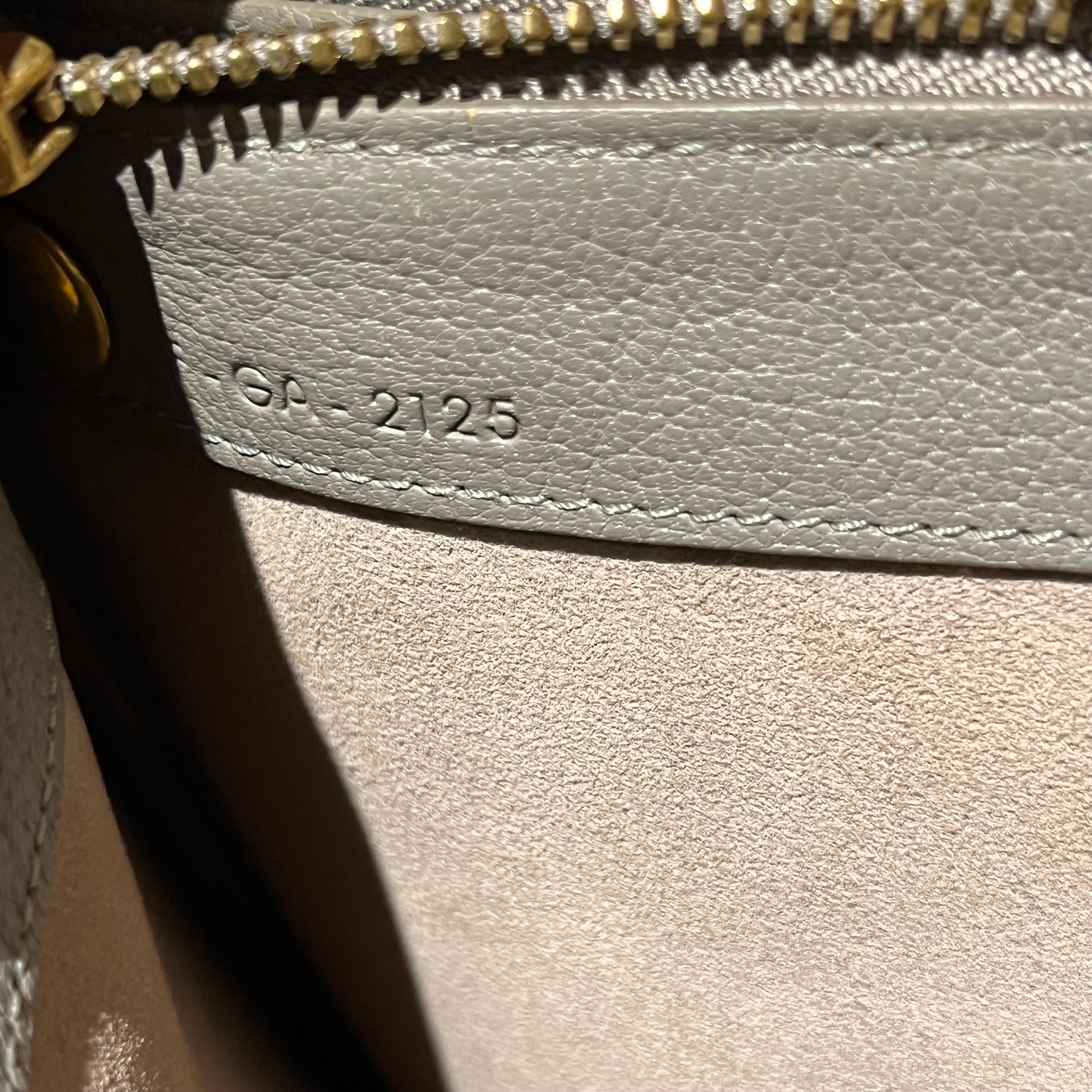 CELINE Trio Small Gray Pebbled Leather Crossbody Bag