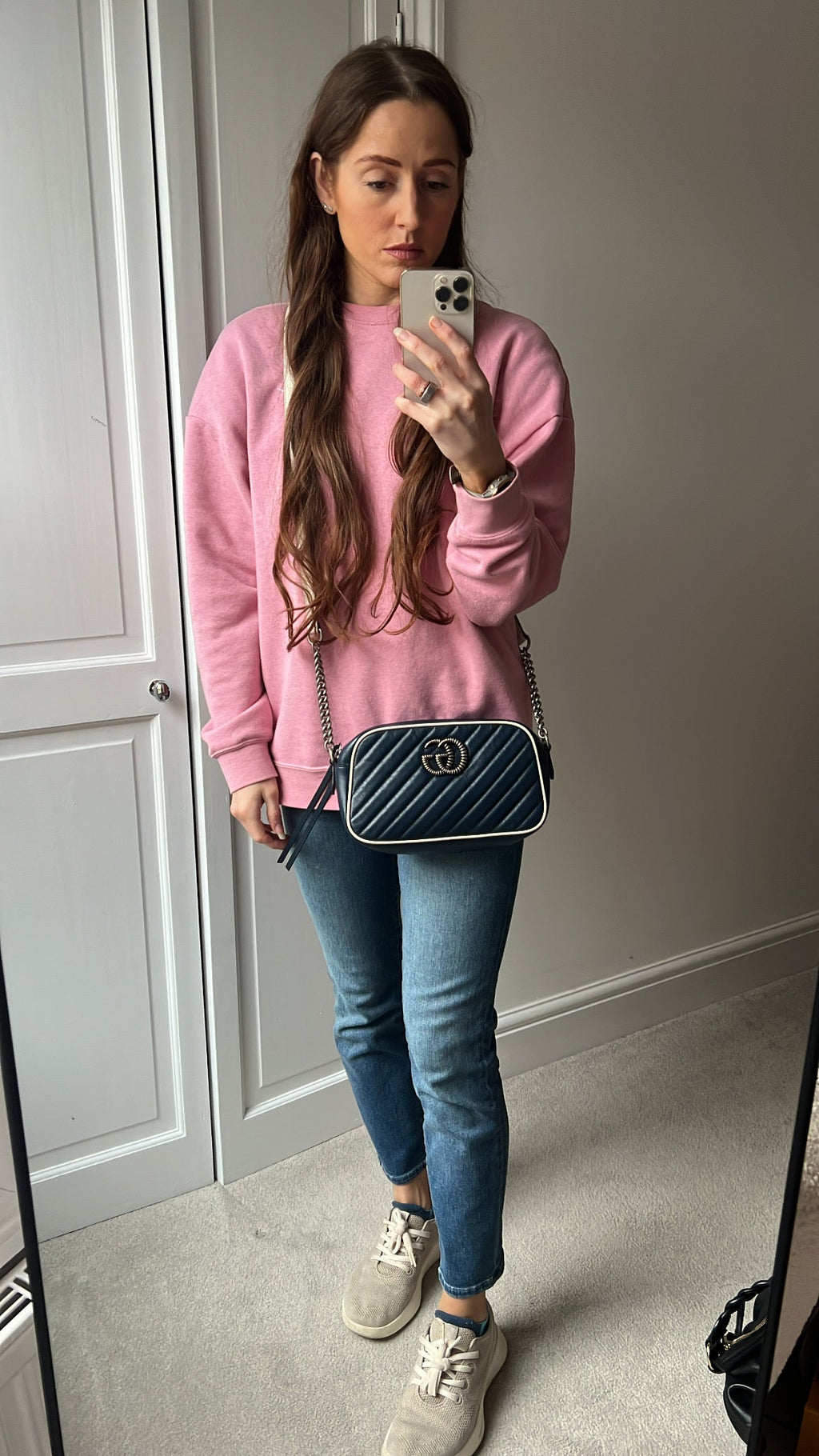 Gucci Torchon GG Navy Marmont Small Shoulder Bag