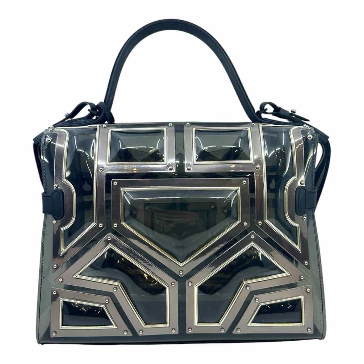 DELVAUX Tempete Le Gladiator Silver, Black PVC Geometric Handbag