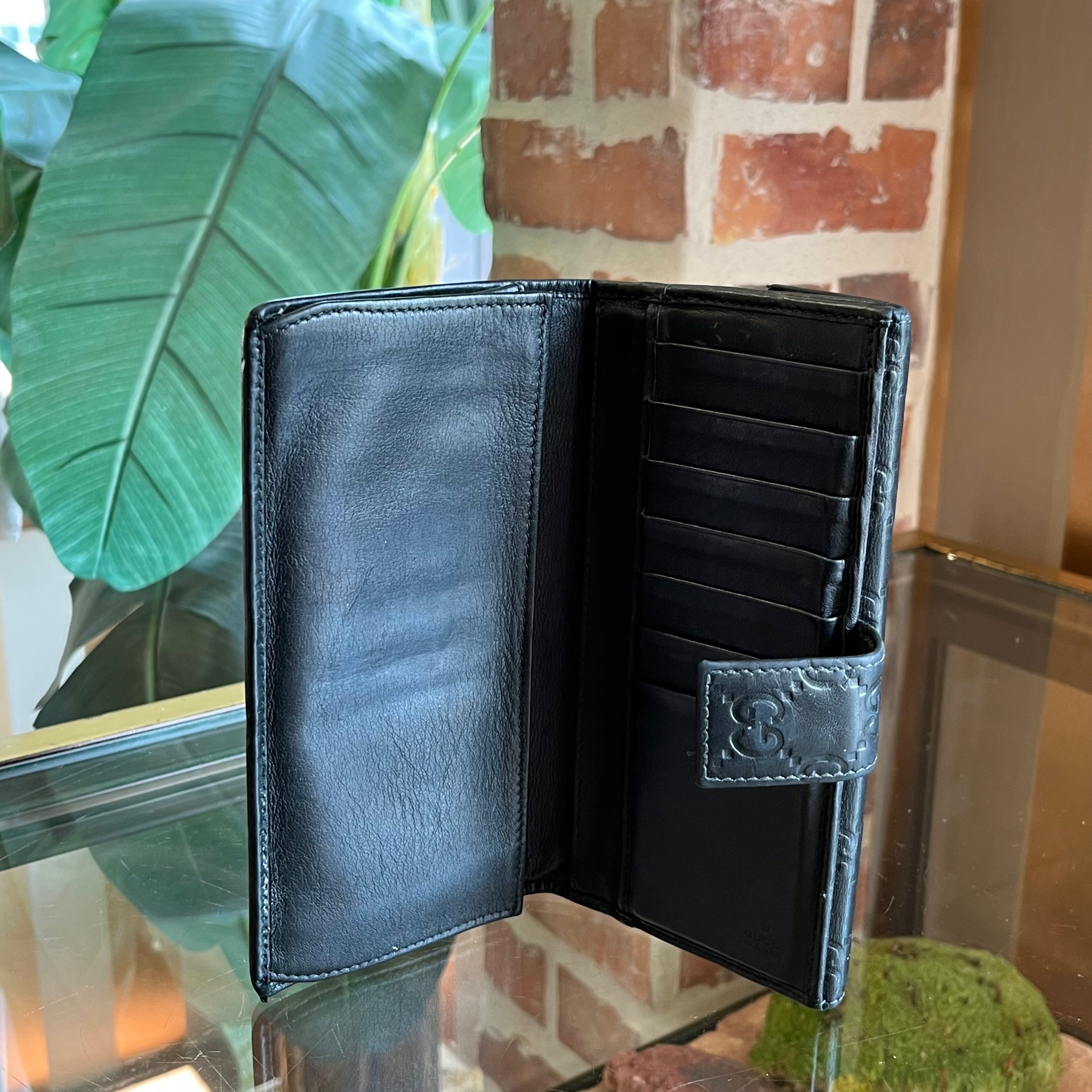 GUCCI GG Signature Black Leather Continental Wallet