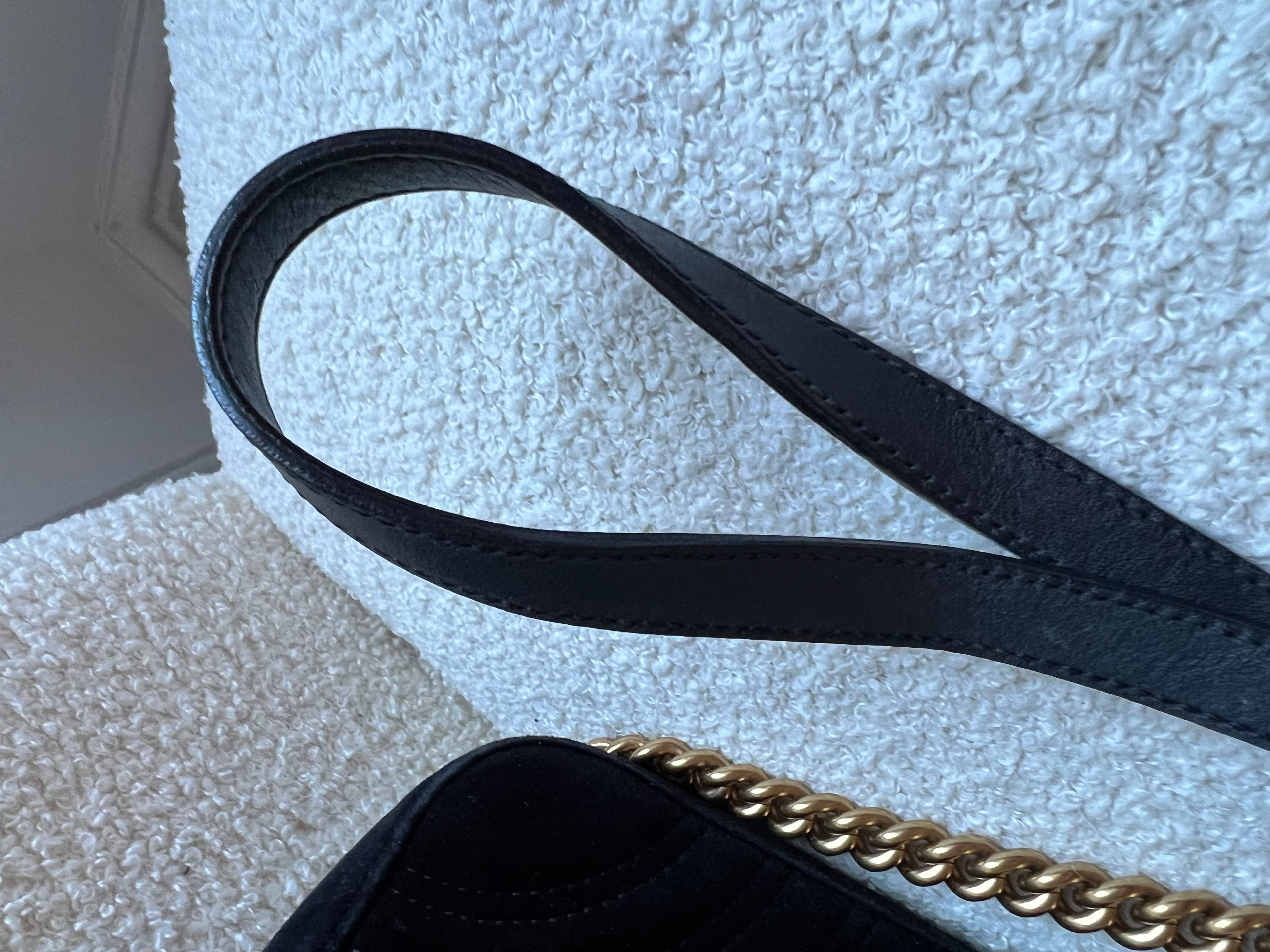 Gucci GG Black Velvet Marmont Mini Shoulder Bag (RRP £1395)