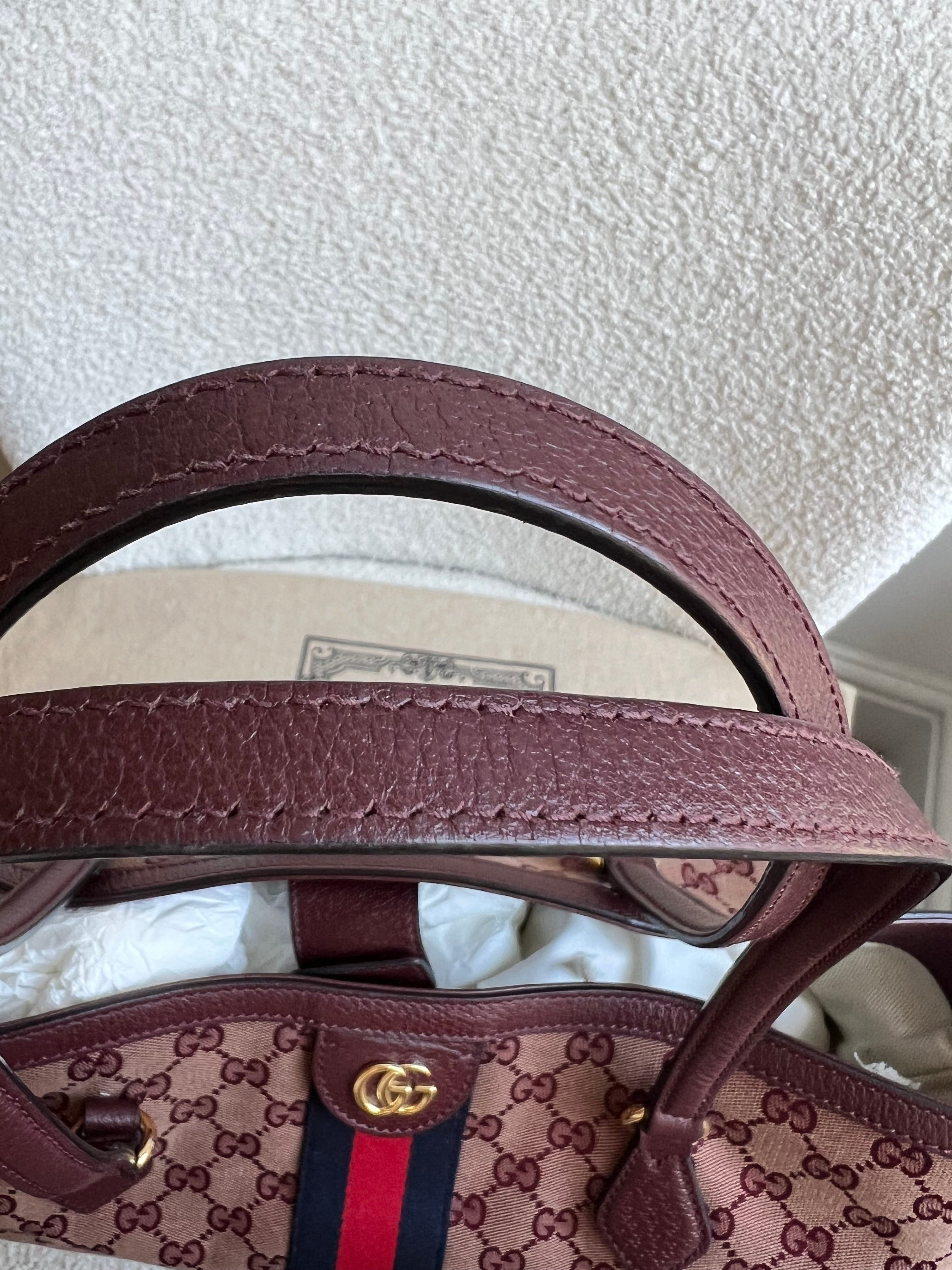 Gucci Burgundy Ophidia GG Supreme Medium Tote