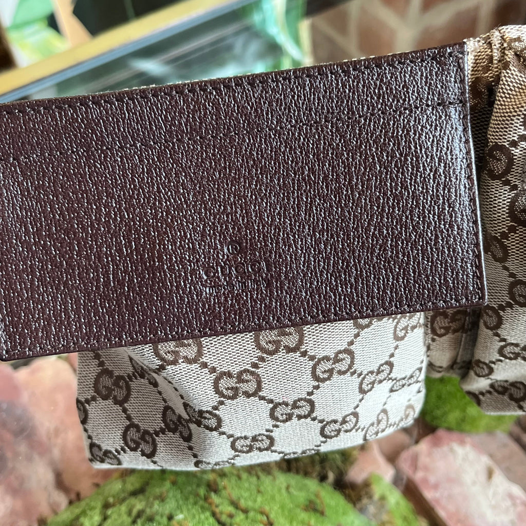 GUCCI Beige GG Monogram Canvas Double Pocket Belt Bag