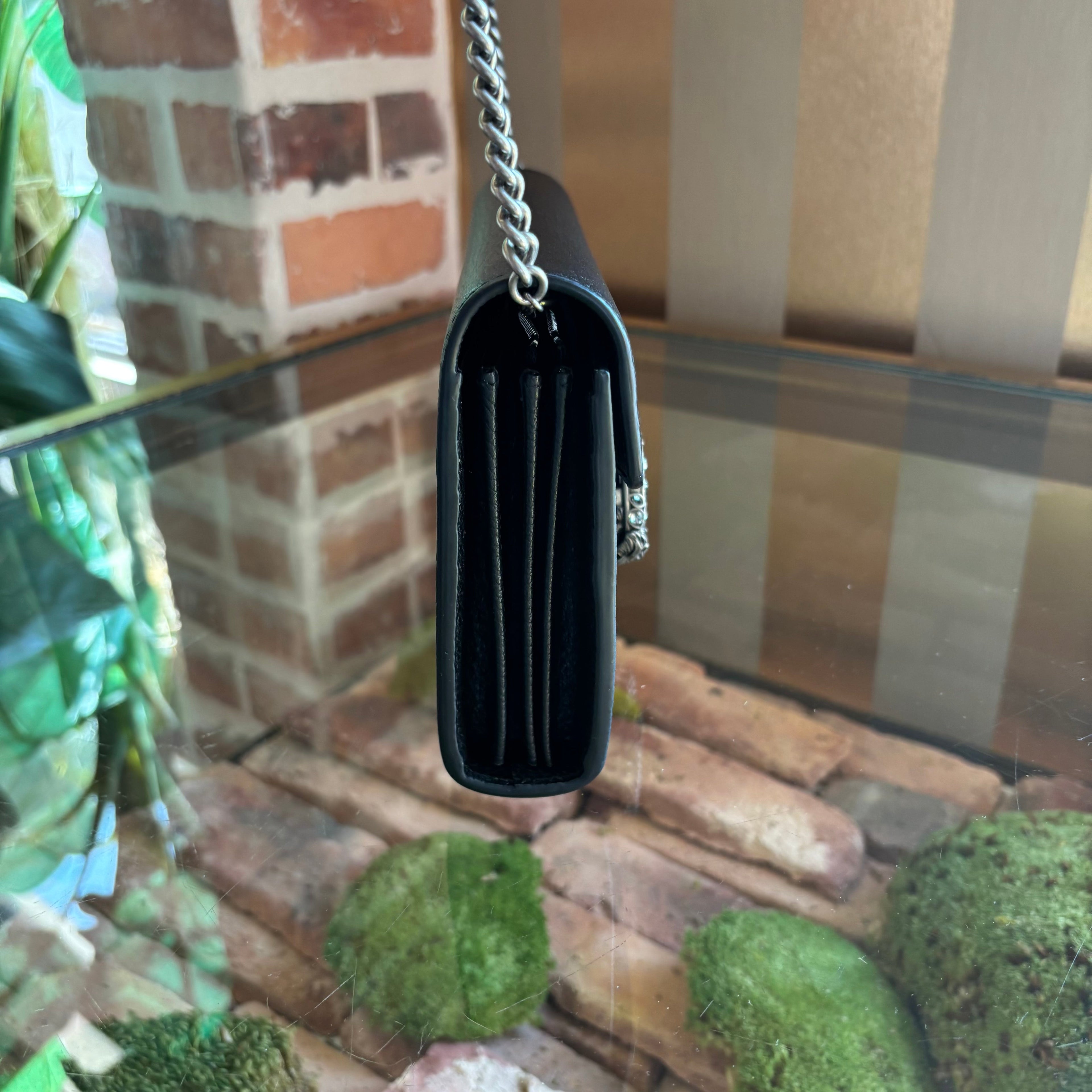 GUCCI Black Leather Dionysus Wallet On Chain