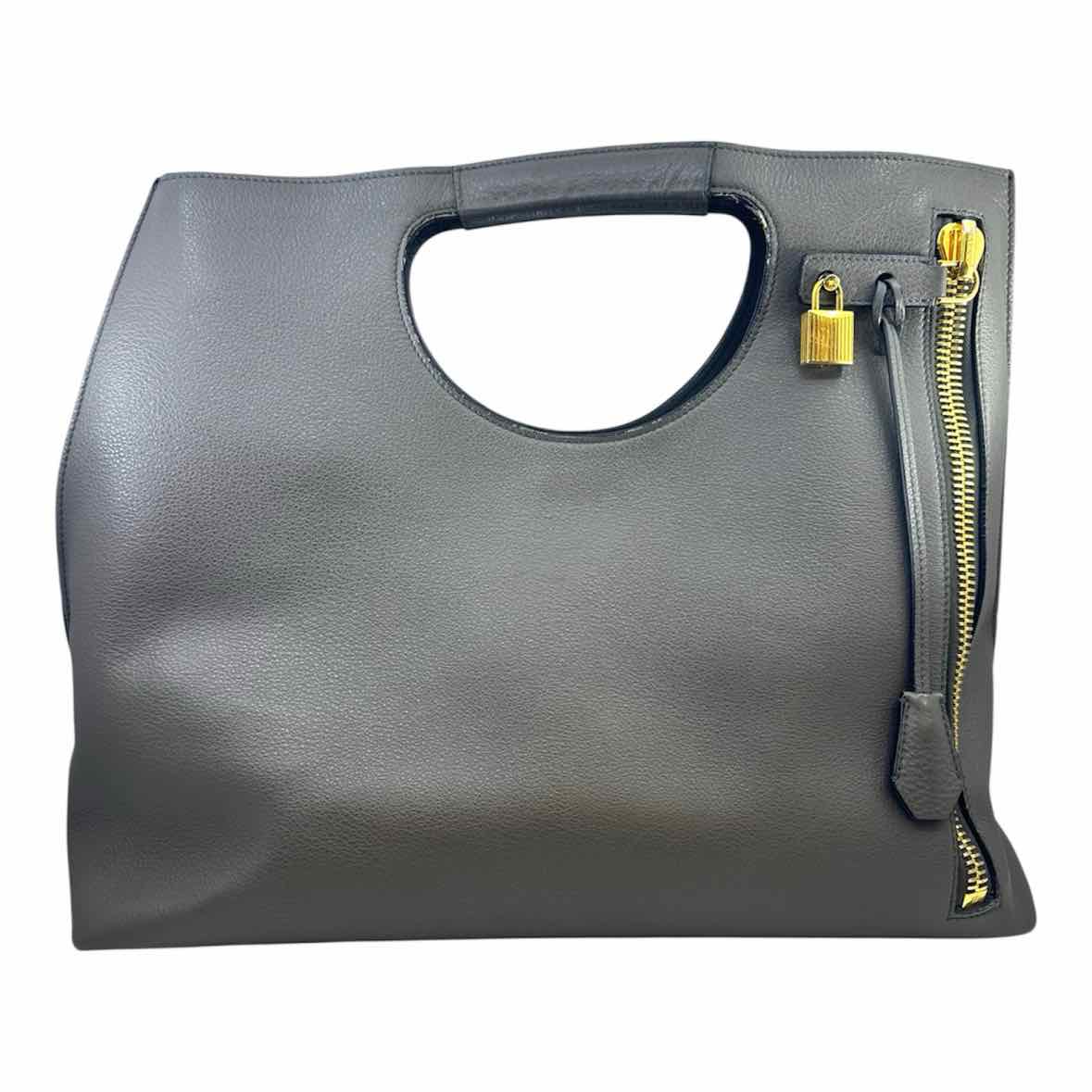 TOM FORD Grey Leather Solid Handbag