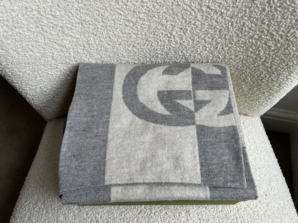 Gucci Grey GG Wool Scarf