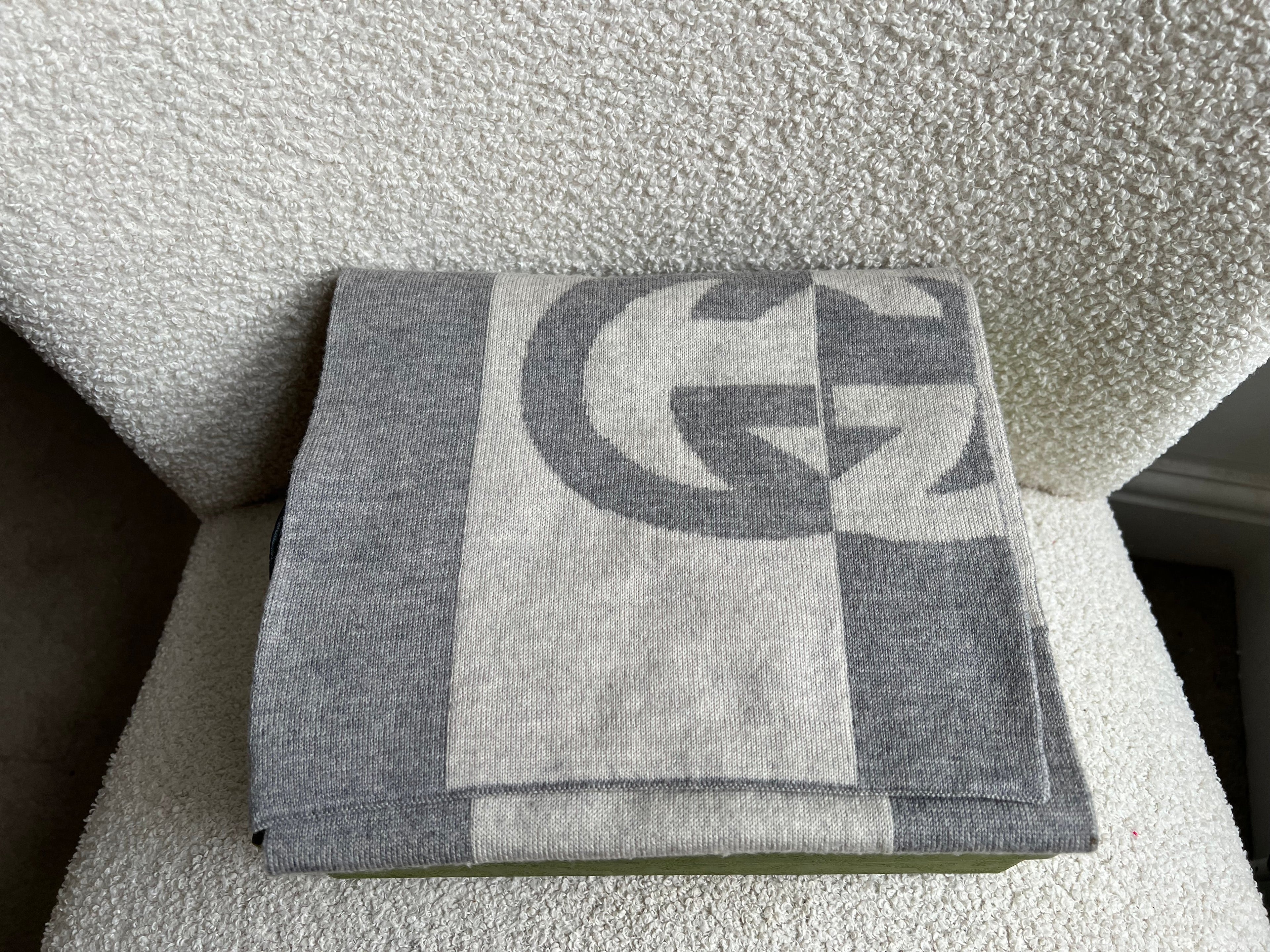 Gucci Grey GG Wool Scarf
