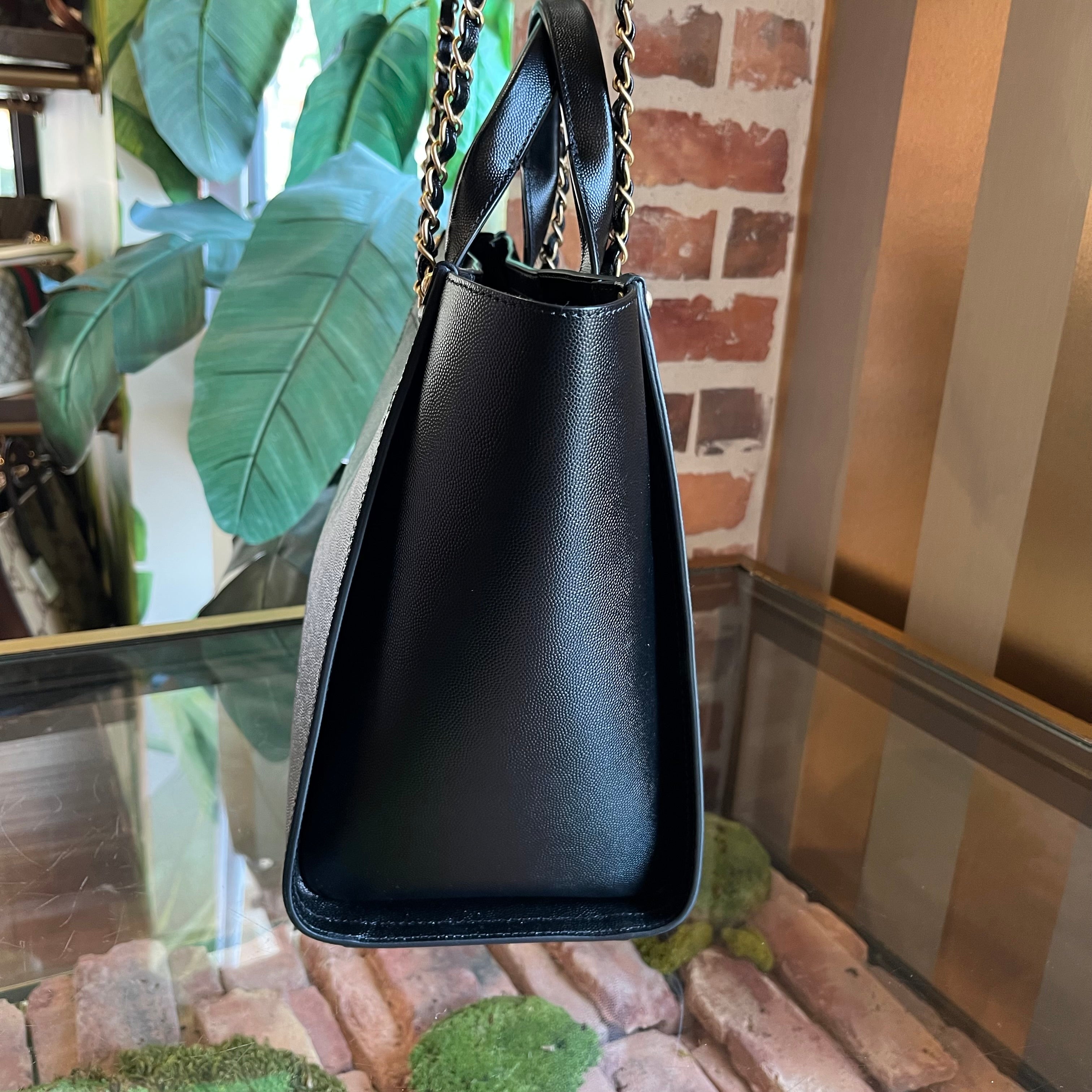 CHANEL Deauville Small Studded Caviar Leather Tote Bag