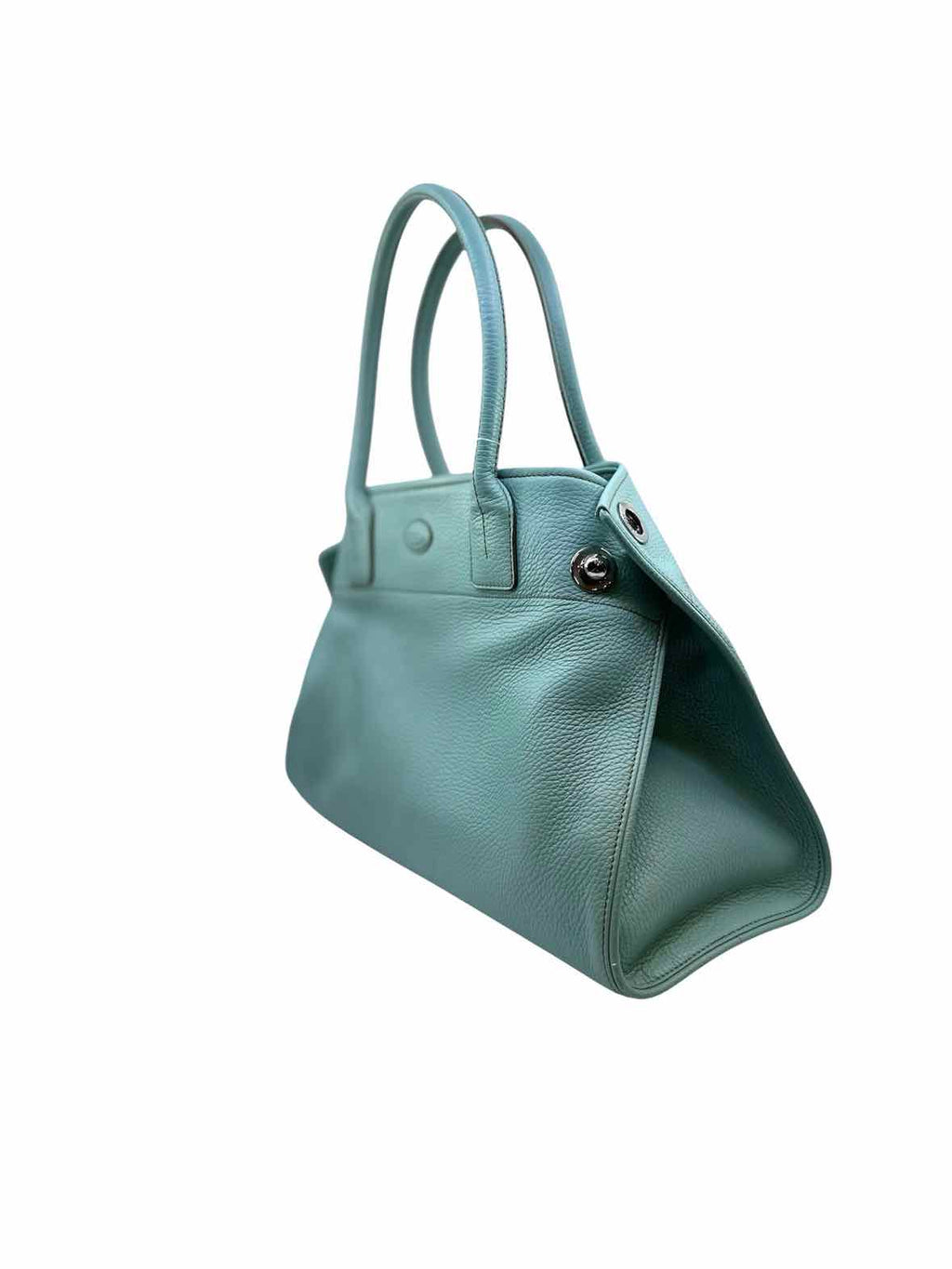 TOD'S Baby Blue Leather Solid Handbag