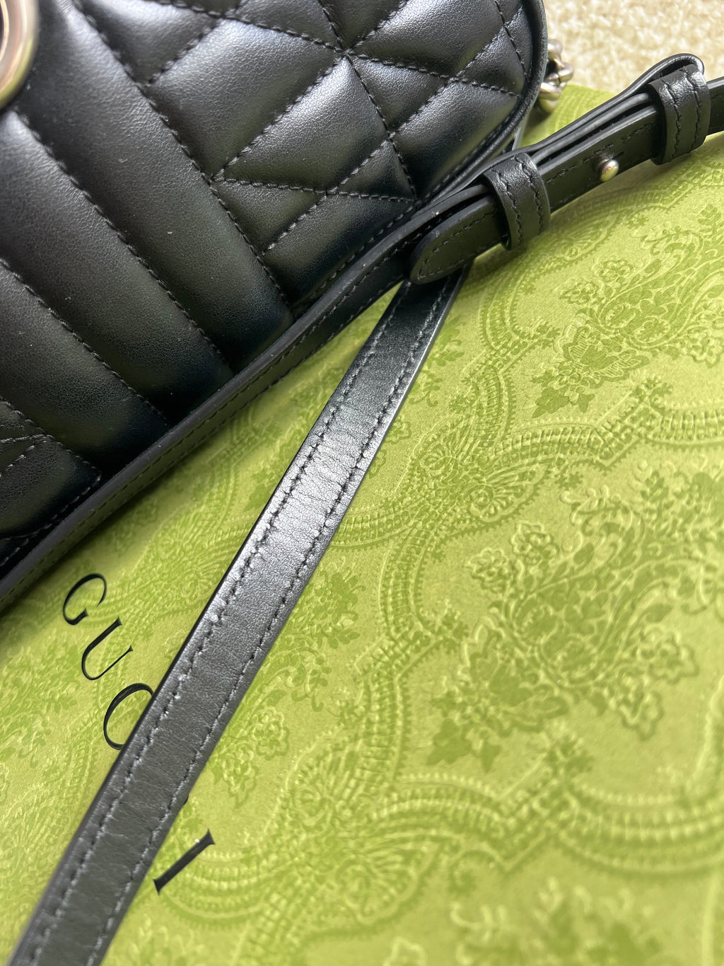 Gucci Aria GG Black Marmont Small Shoulder Bag (RRP £1440)