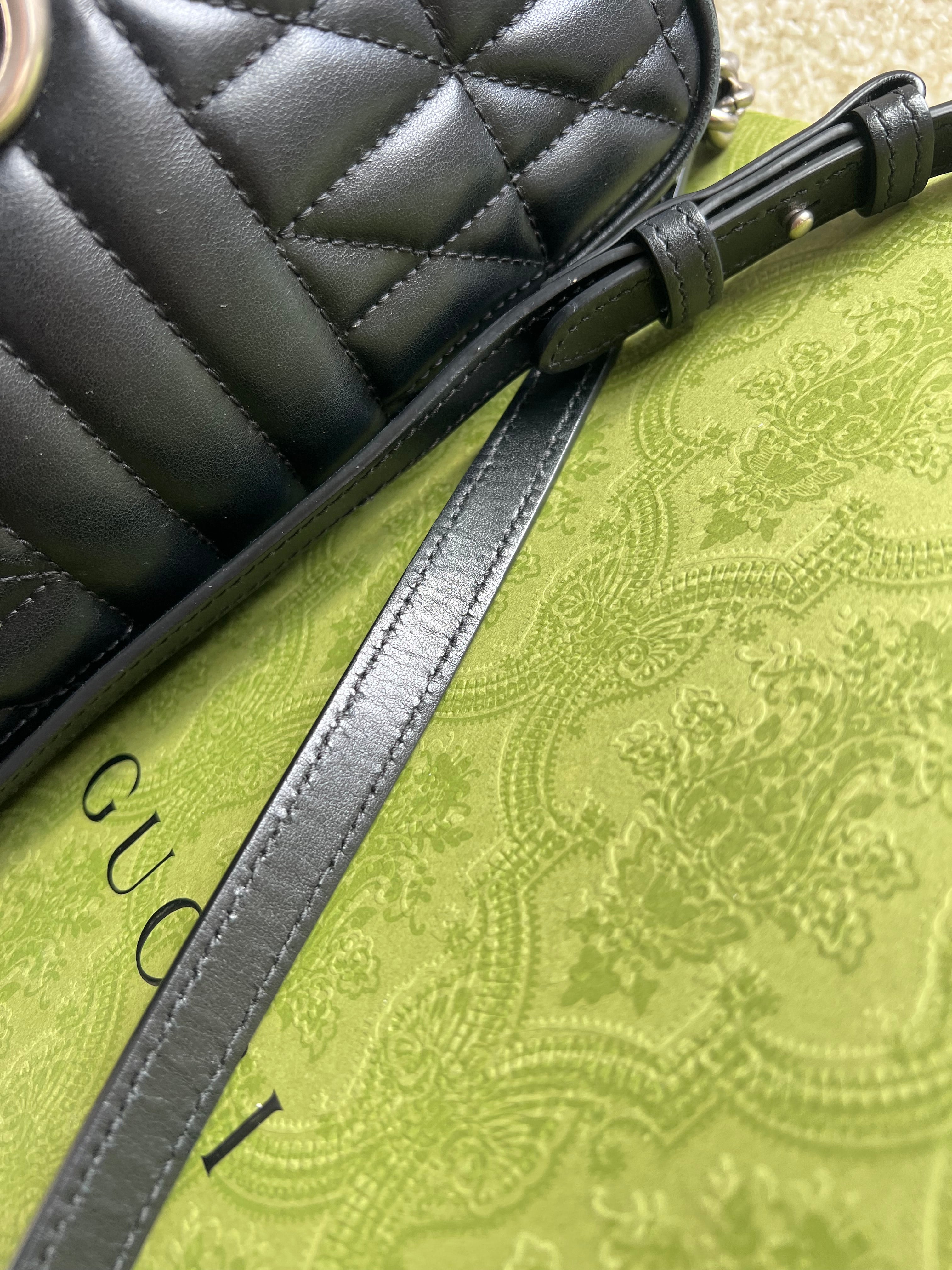 Gucci Aria GG Black Marmont Small Shoulder Bag (RRP £1440)