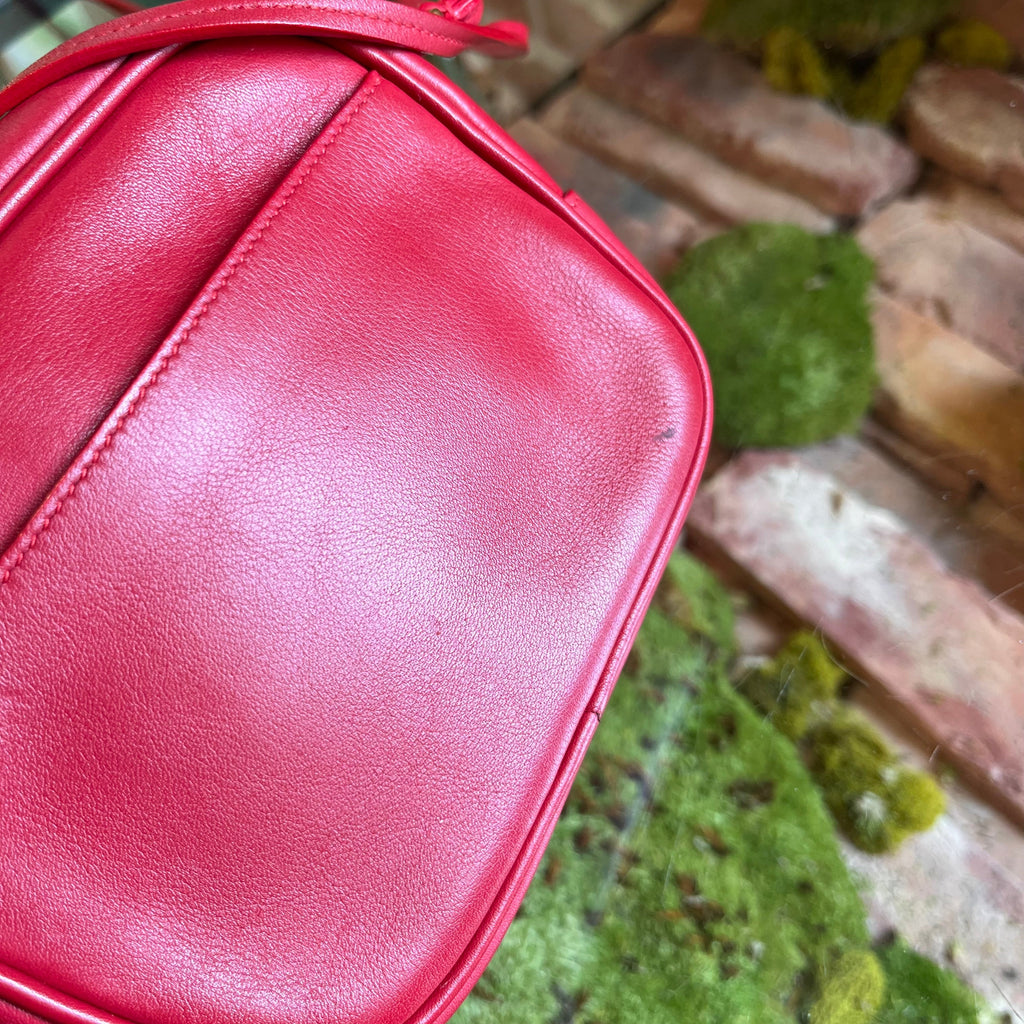 SAINT LAURENT Mini Blogger Red Leather Crossbody Bag