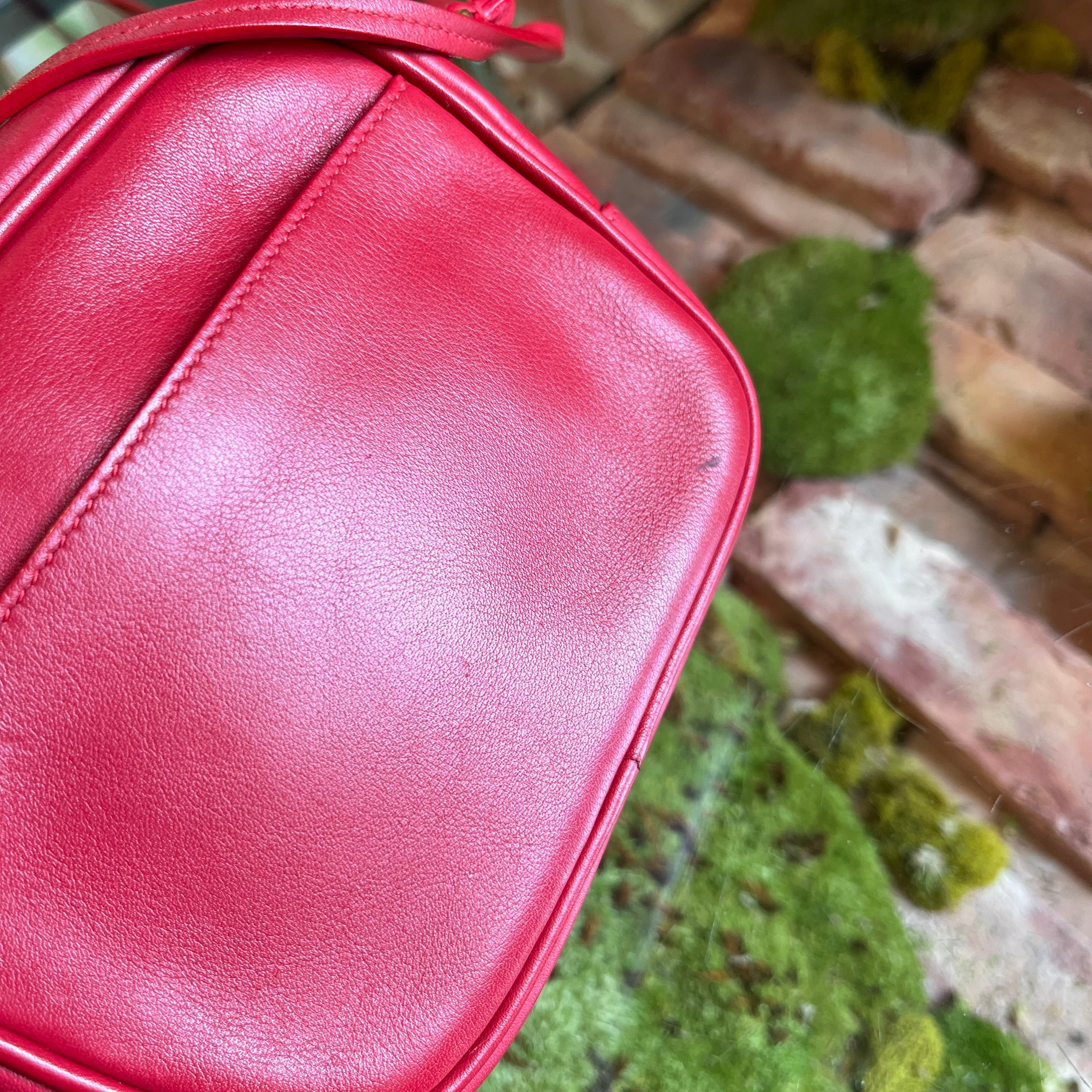 SAINT LAURENT Mini Blogger Red Leather Crossbody Bag