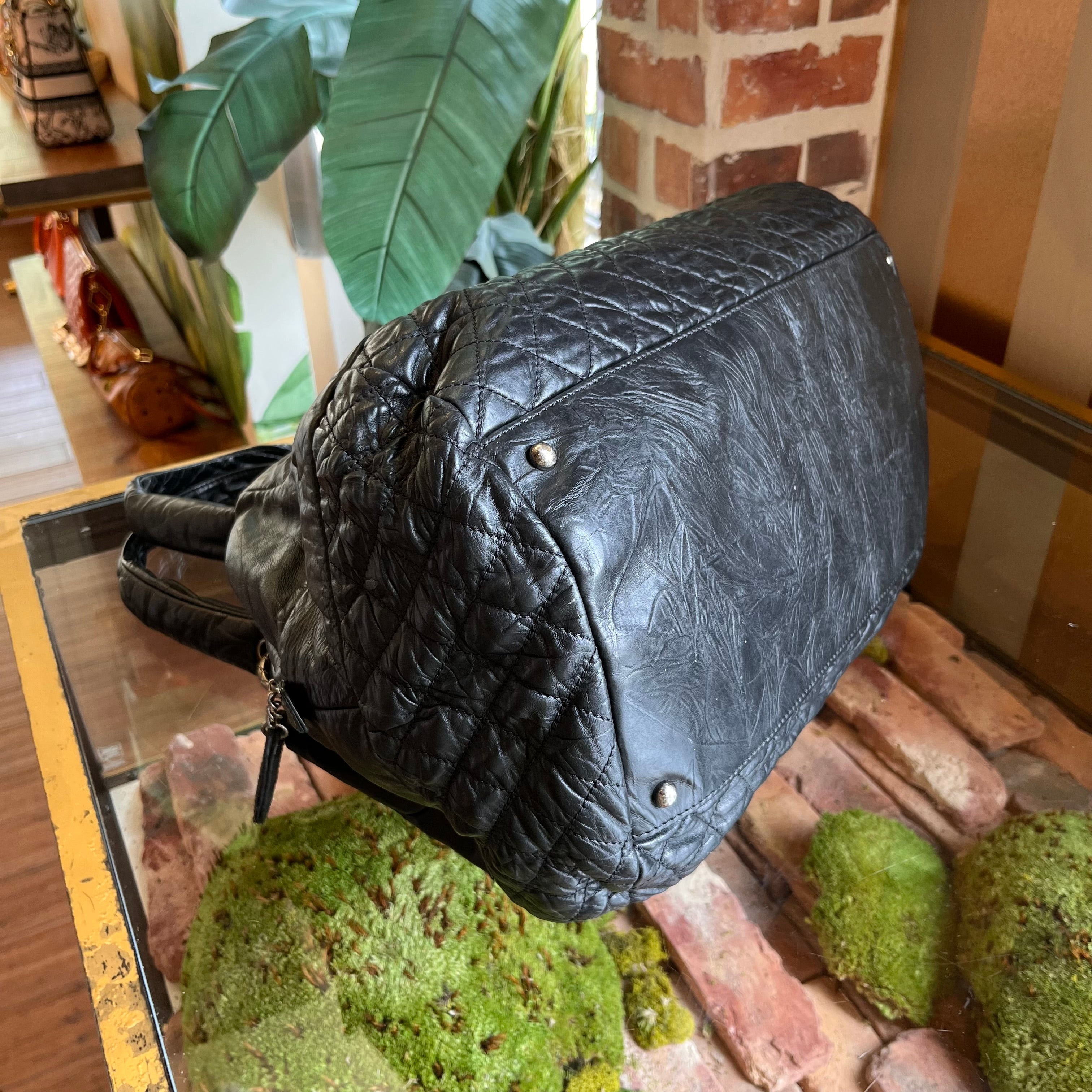 CHANEL Coco Rider Bowling Black Aged Calfskin Satchel Bag