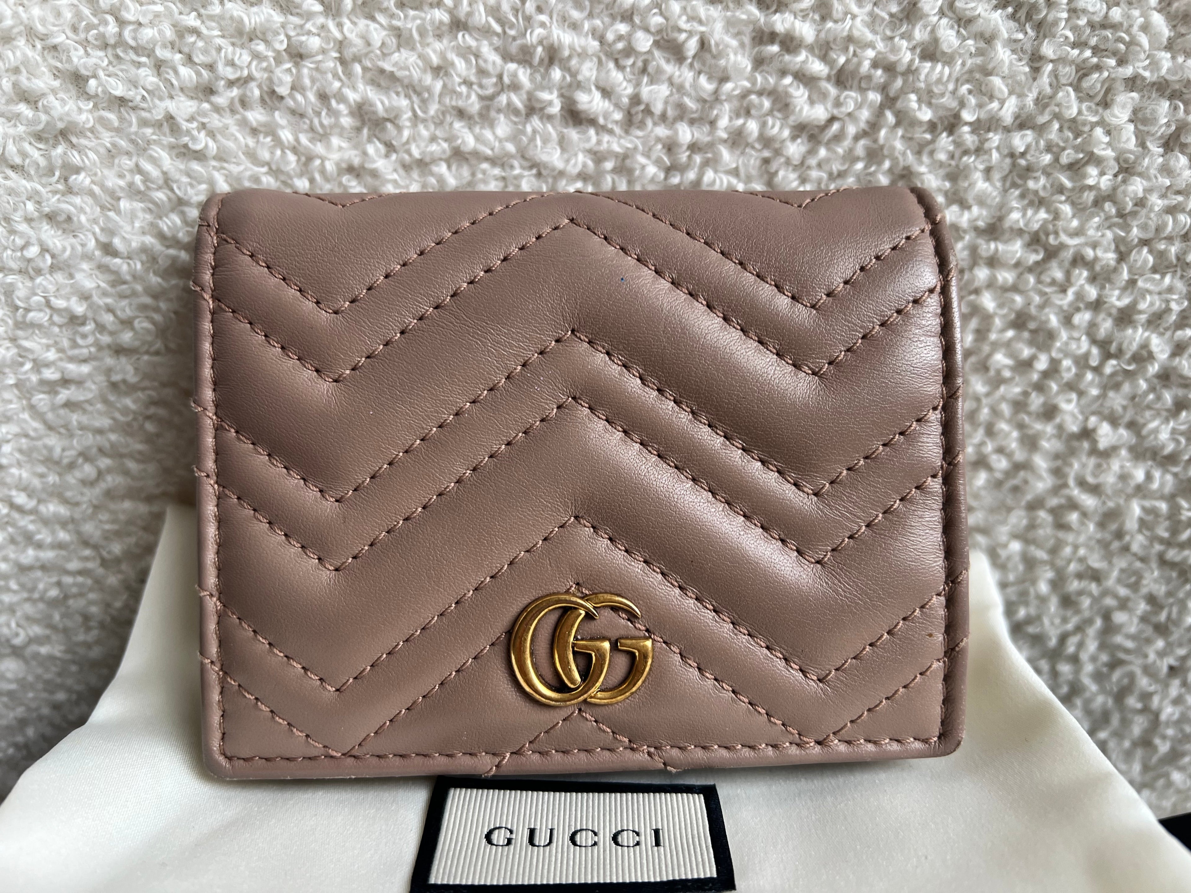 Gucci GG Dusty Pink Marmont Matelassé Card Case Wallet (RRP £410)