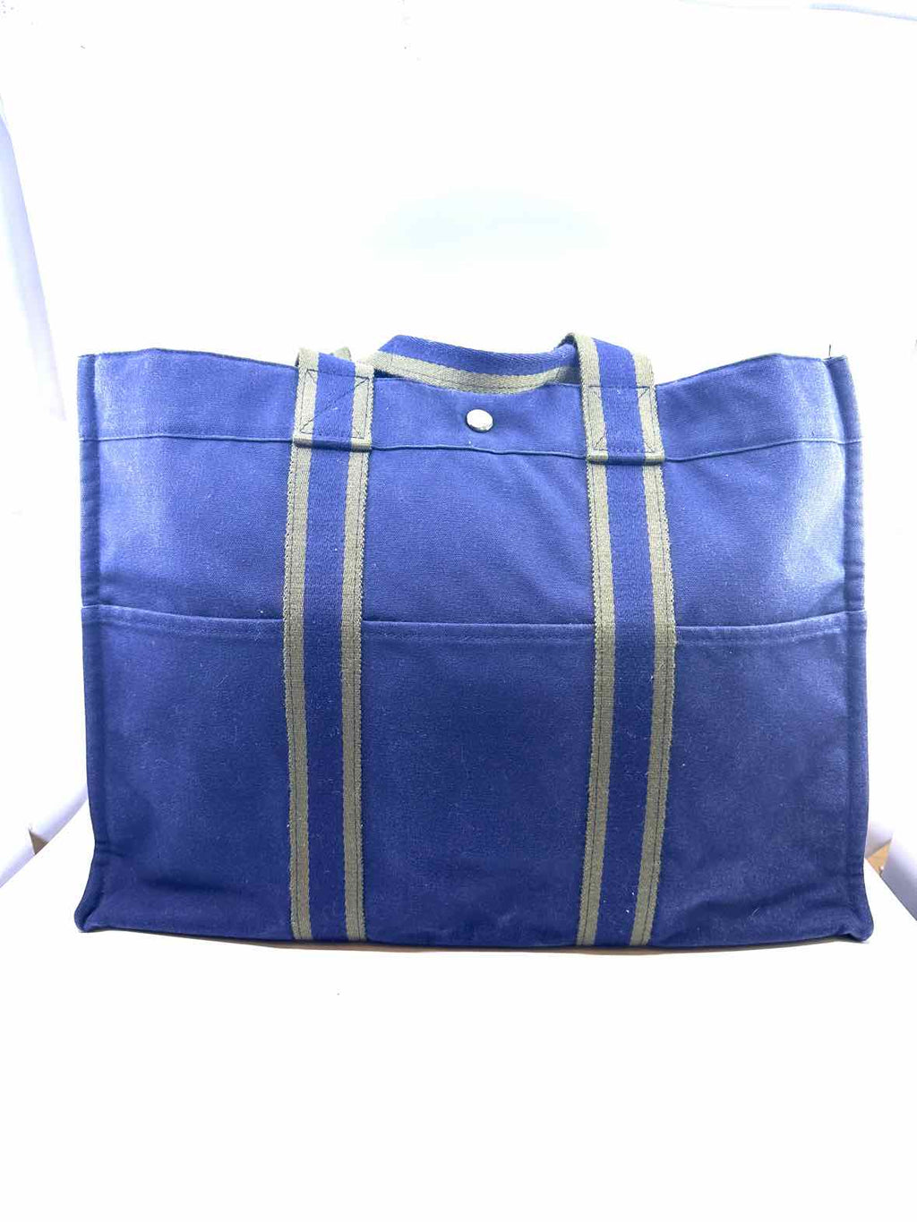 HERMES Navy Canvas Tote