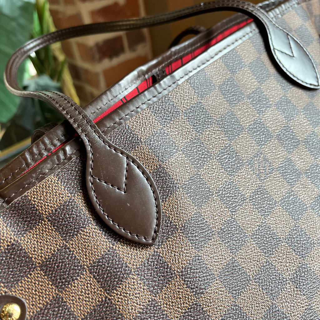 LOUIS VUITTON Neverfull MM Damier Ebene Brown Canvas Tote Bag