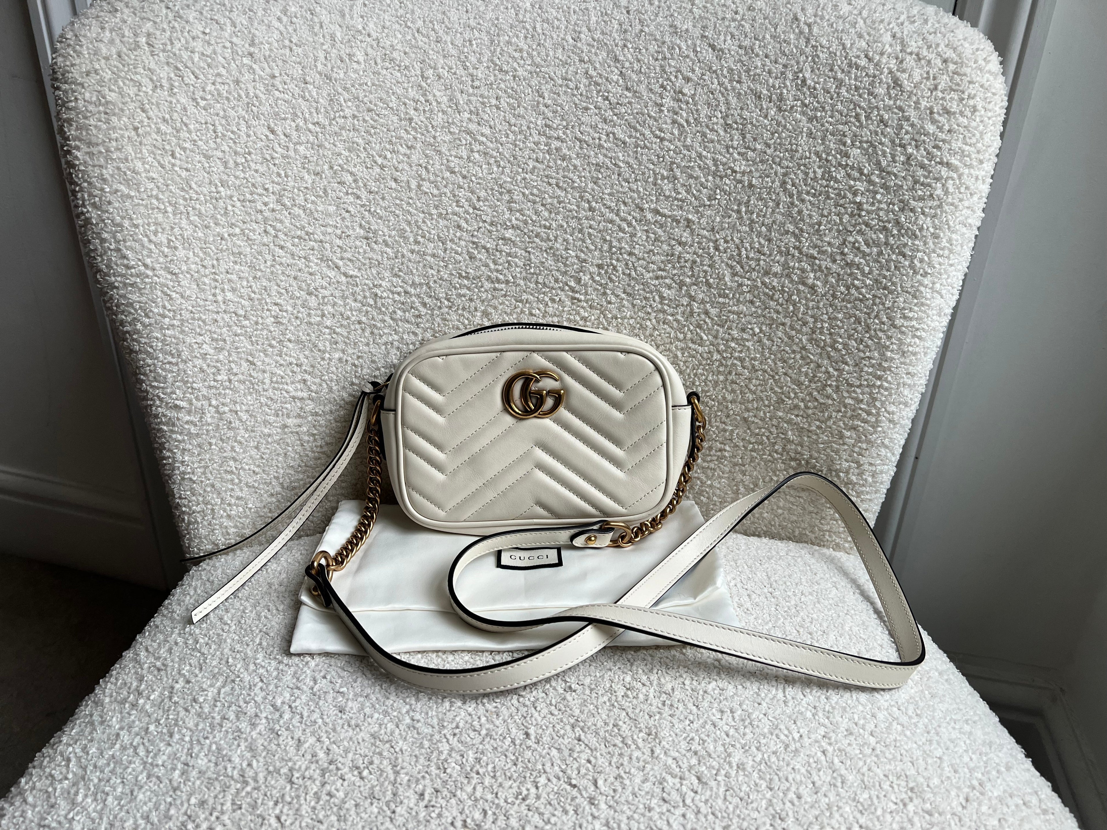 Gucci GG White Marmont Mini Shoulder Bag (RRP £1,360)