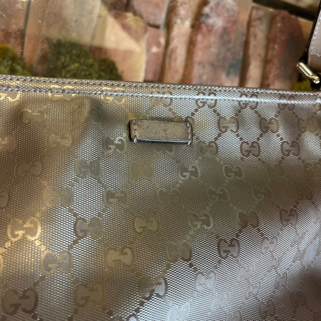 GUCCI GG Imprimé Pewter Crystal Messenger Crossbody Bag