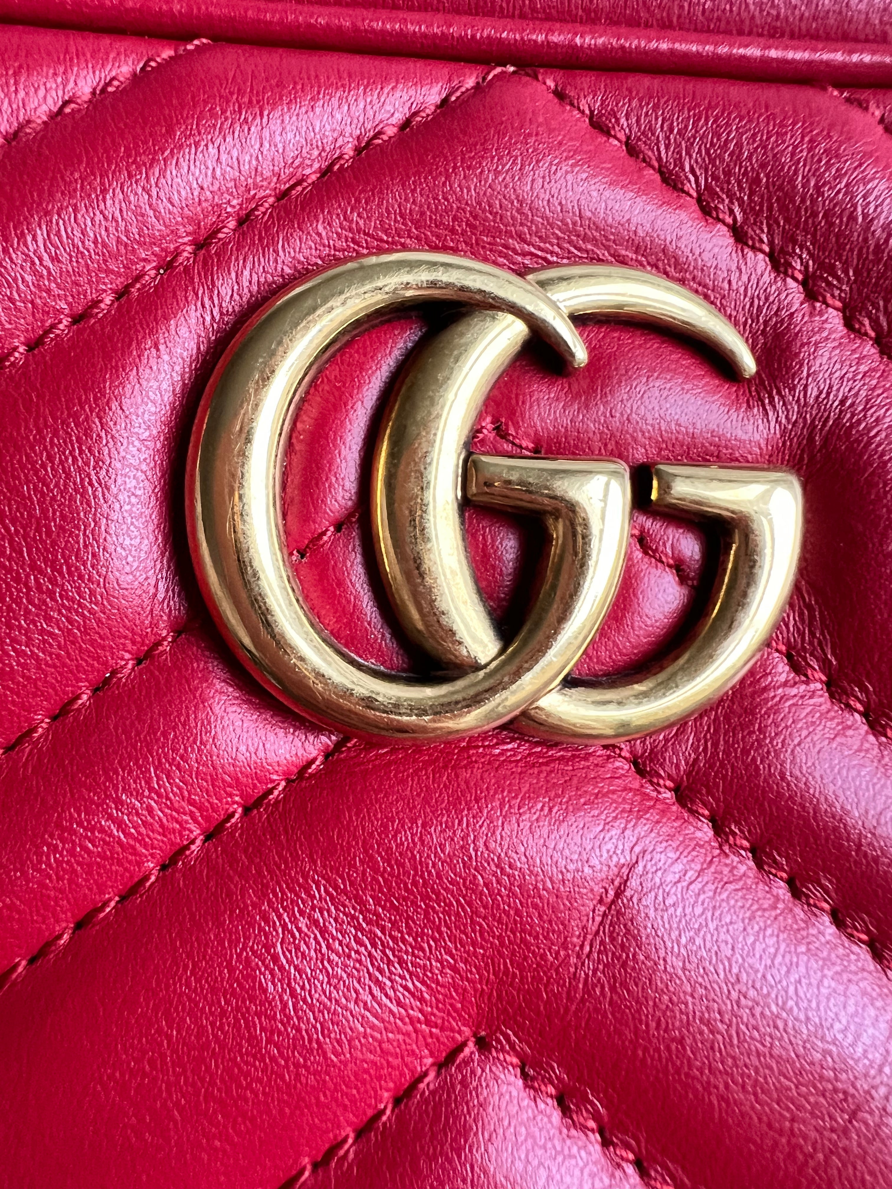 Gucci GG Hibiscus Red Marmont Mini Shoulder Bag (RRP £1360)