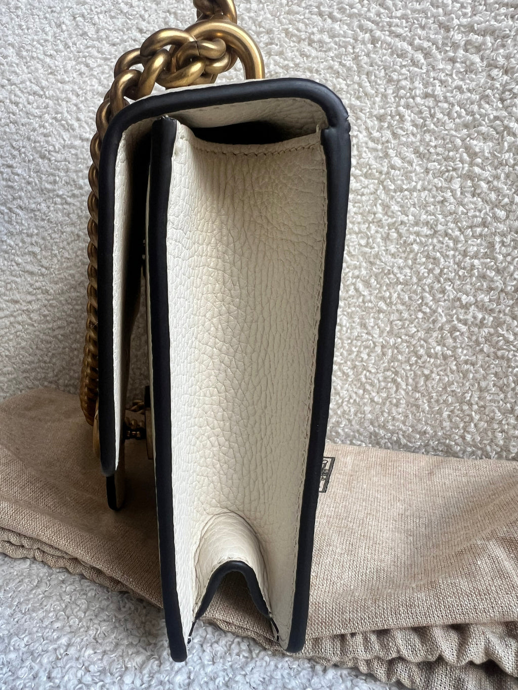 Gucci Cream GG Marmont Chain Mini Bag