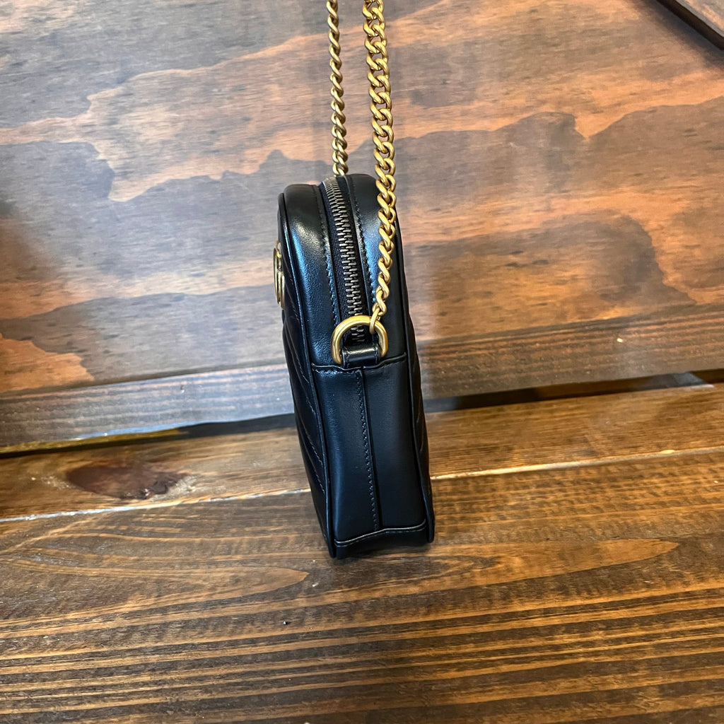 GUCCI GG Marmont Mini Matelassé Leather Vertical Phone Crossbody Bag
