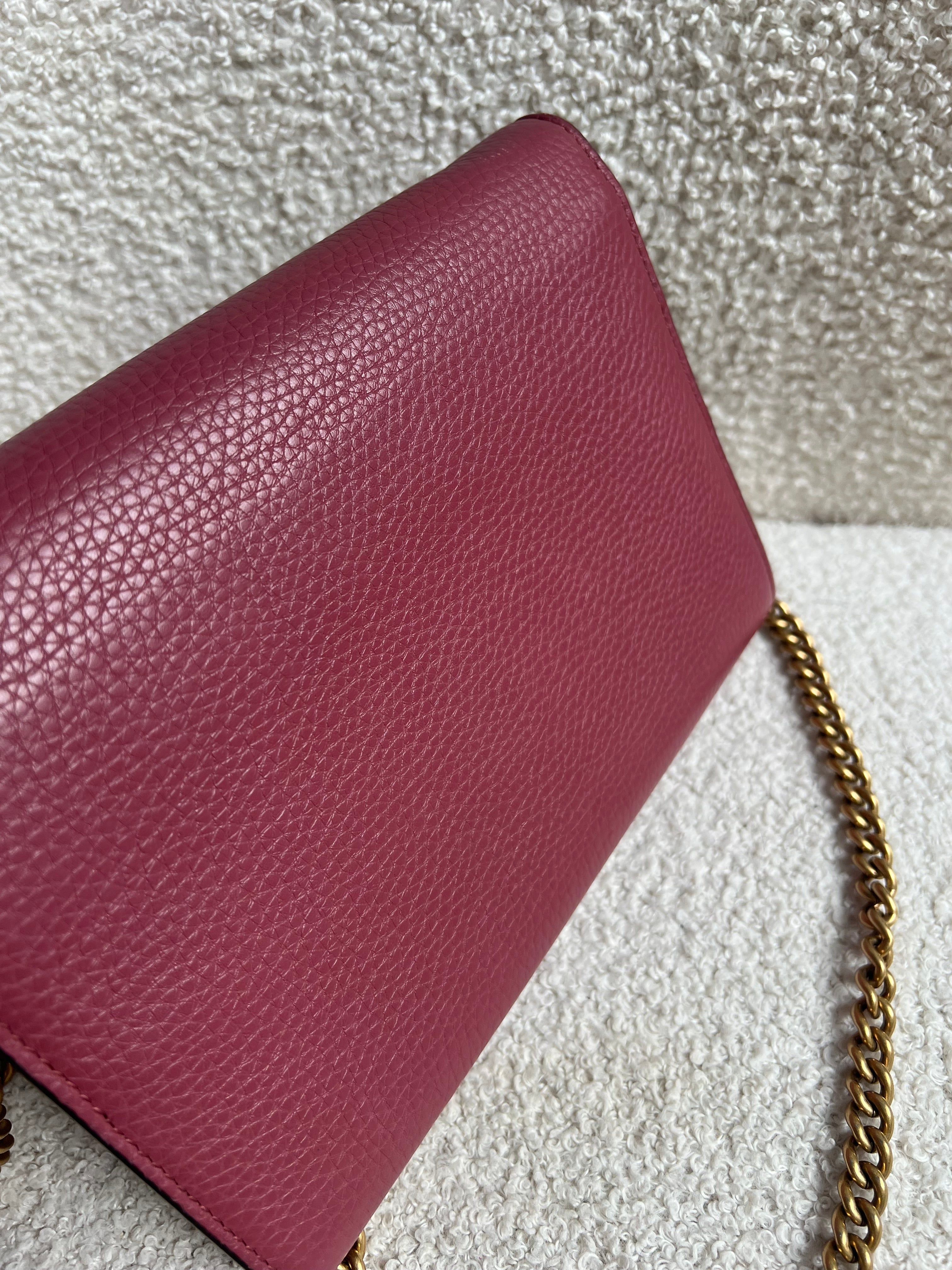 Gucci Rose Pink GG Marmont Chain Wallet (RRP £1195)