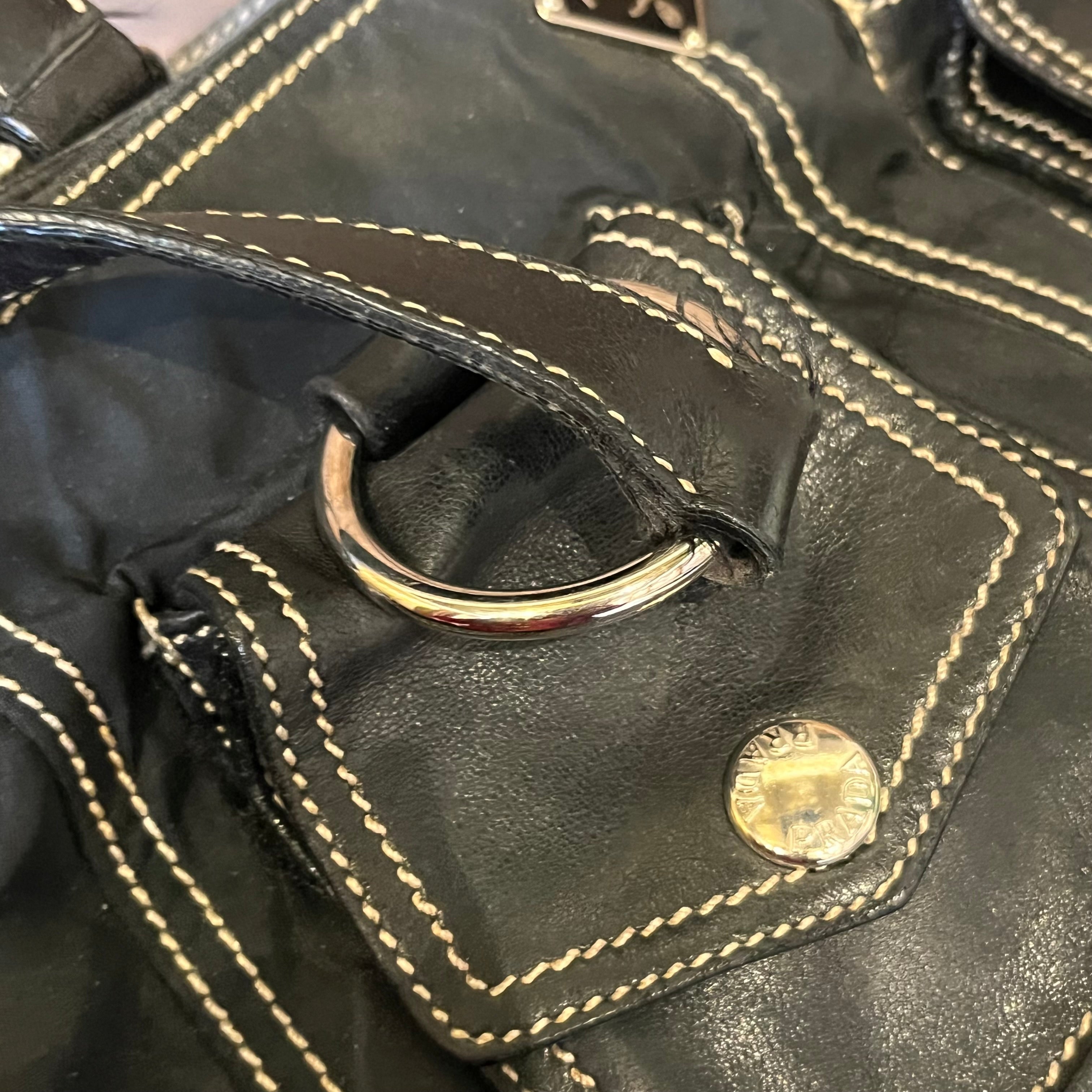 PRADA Black Nylon Multipocket Shoulder Bag