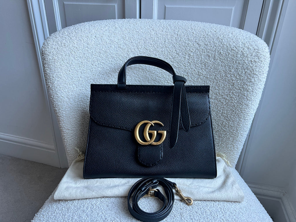Gucci GG Black Medium Marmont Top Handle Bag