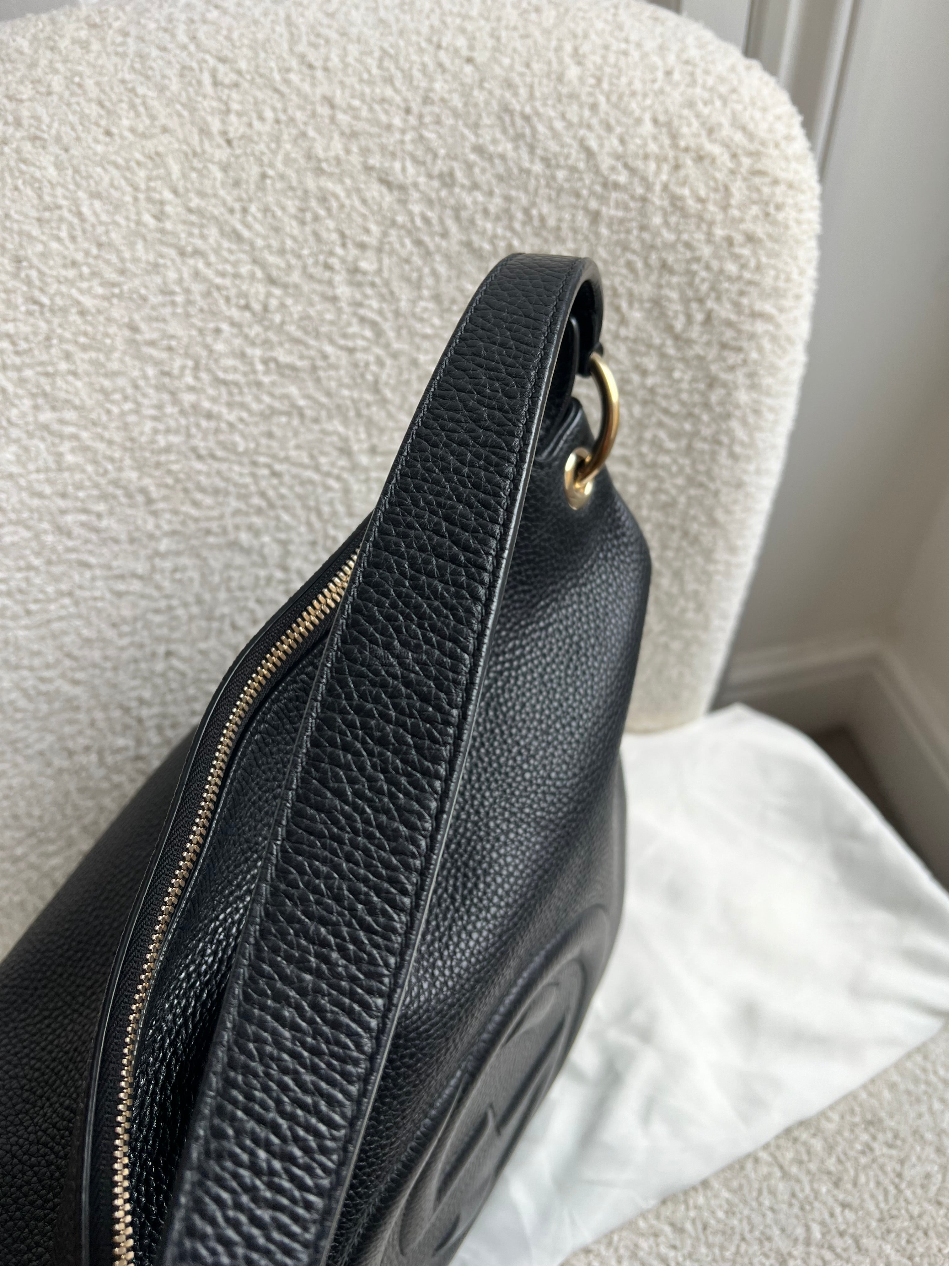Gucci Soho Large Hobo in Black Pebbled Calfskin