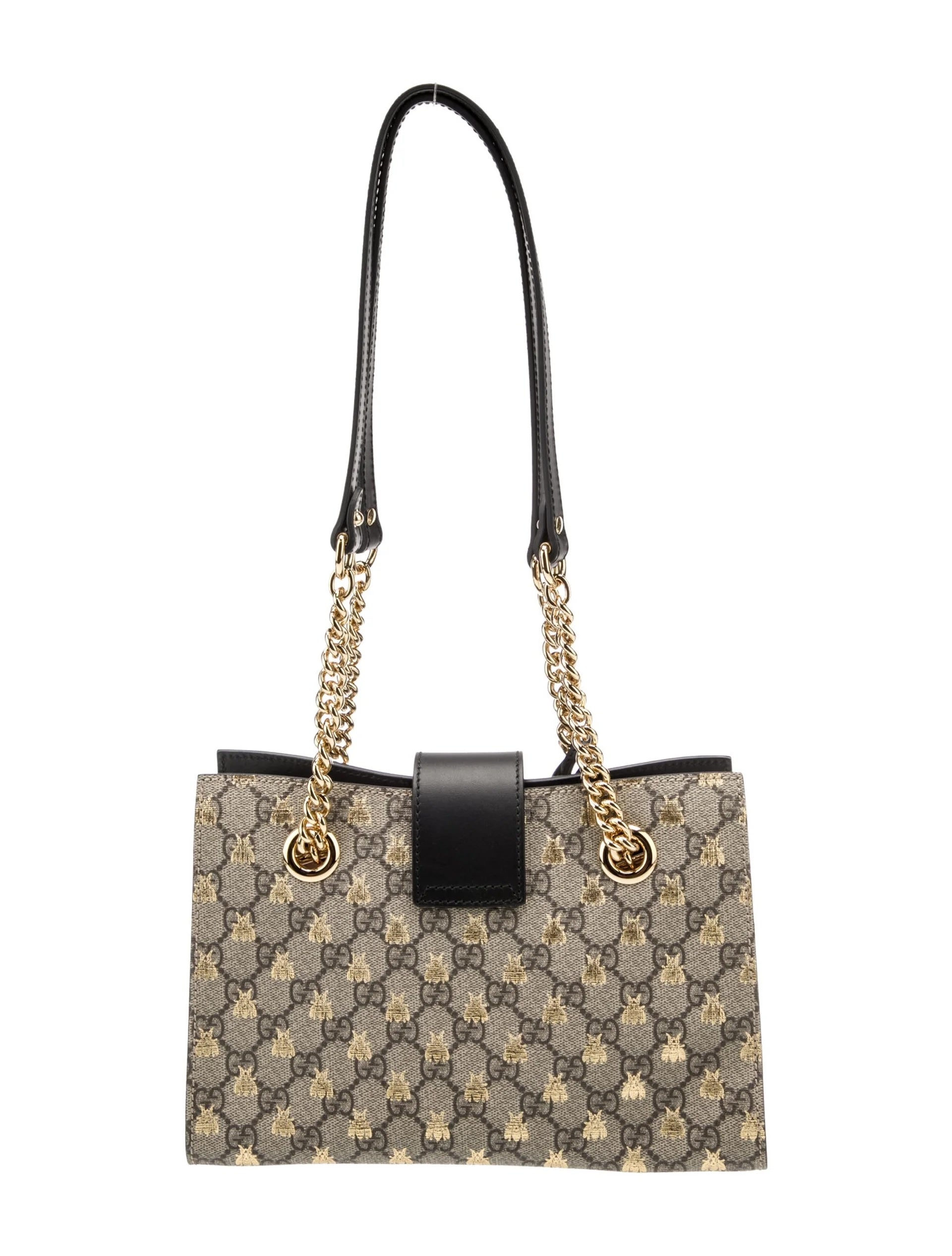 GUCCI GG SUPREME MONOGRAM BEES SMALL PADLOCK TOTE BAG