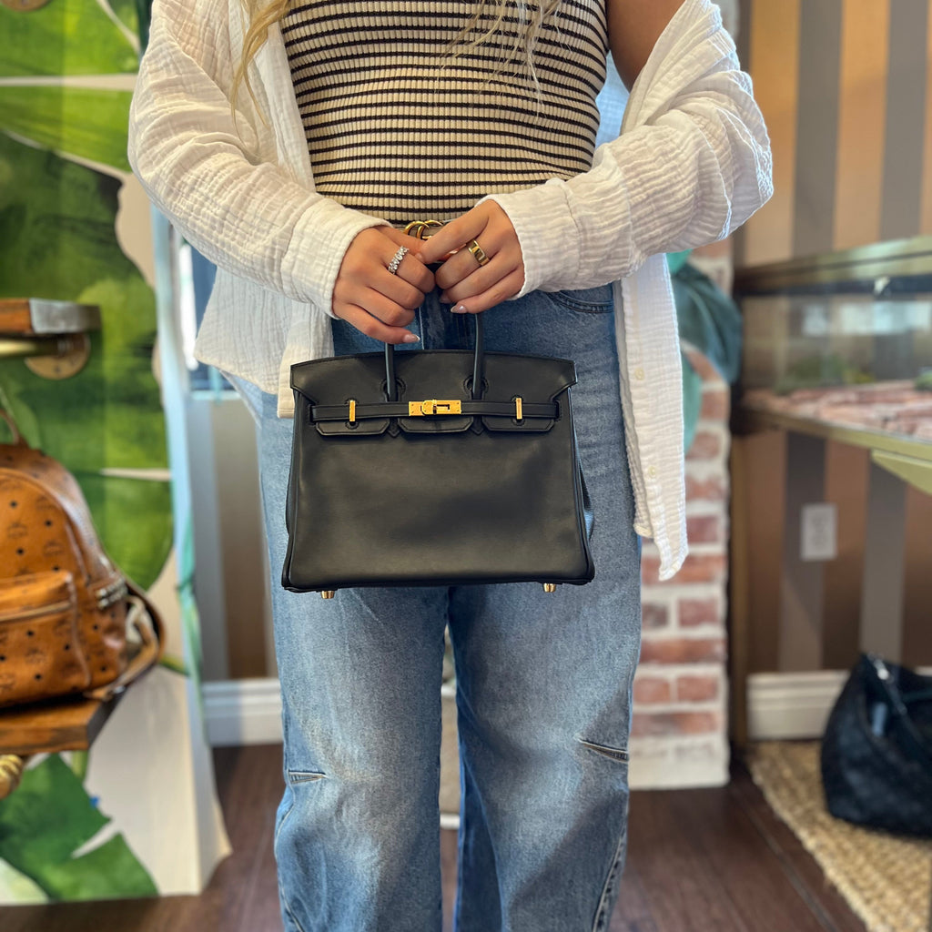 HERMES Birkin 25 Noir Swift Top Handle
